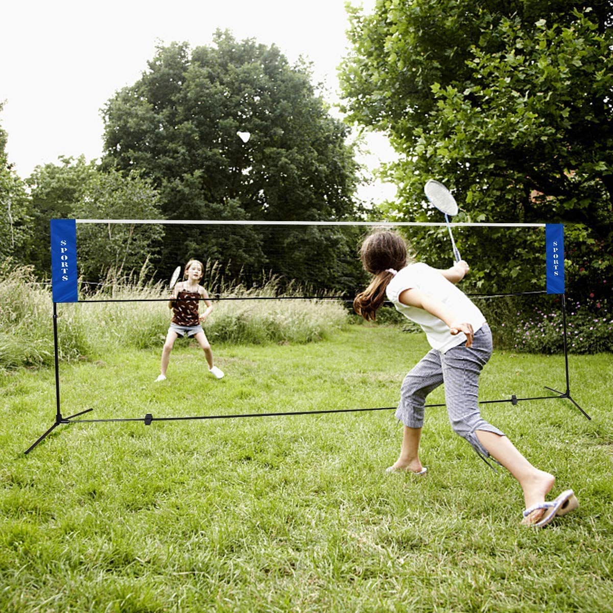 10ft Portable Badminton Net Set with Stand & Carry Bag - Professional Sports Training Net for Badminton, Tennis, Volleyball - Perfect for Kids & Adults - Indoor/Outdoor Court Use for School, Competition & Backyard Games