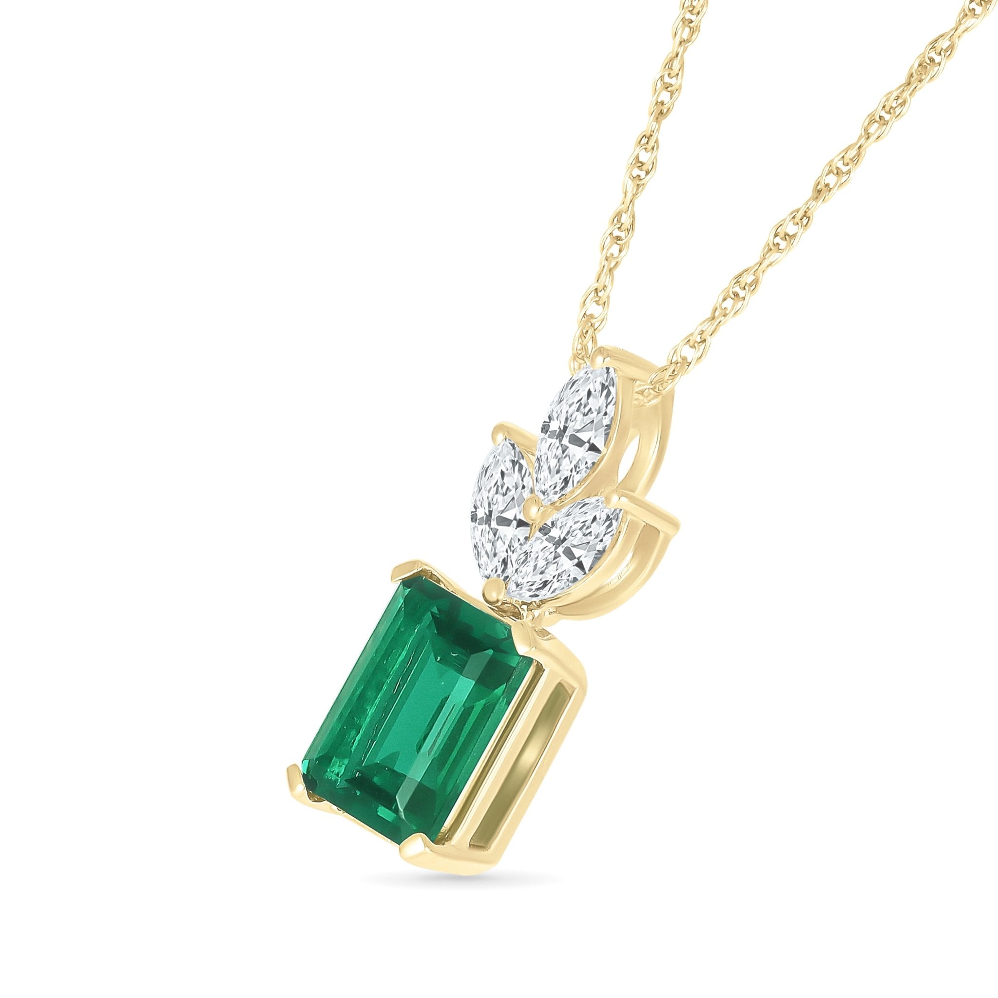 10k Yellow Gold Emerald Pendant with Crown - Elegant Jewelry for Women, Perfect for Gifts, Weddings & Special Occasions
