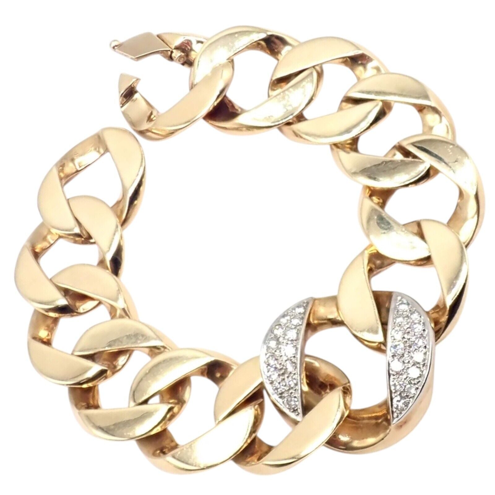 Vintage Tiffany & Co 14k Yellow Gold Diamond Heavy Curb Link Bracelet - Luxury Jewelry Gift for Women, Perfect for Weddings & Special Occasions