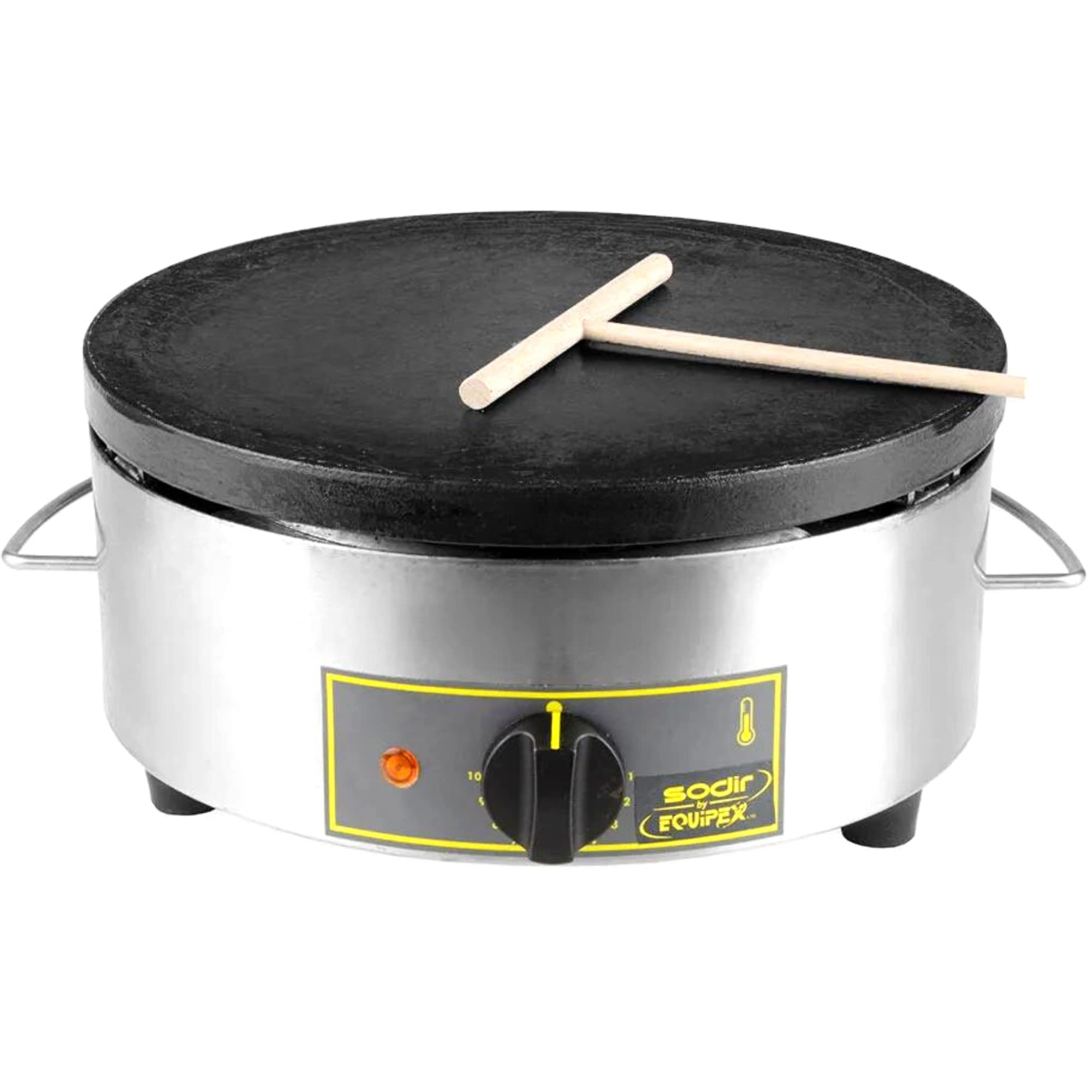 350FE Sodir 13.75-Inch Single Crepe Maker Machine with Cast Iron Plate, 120V - Perfect for Breakfast, Desserts & French Cuisine at Home or Restaurant