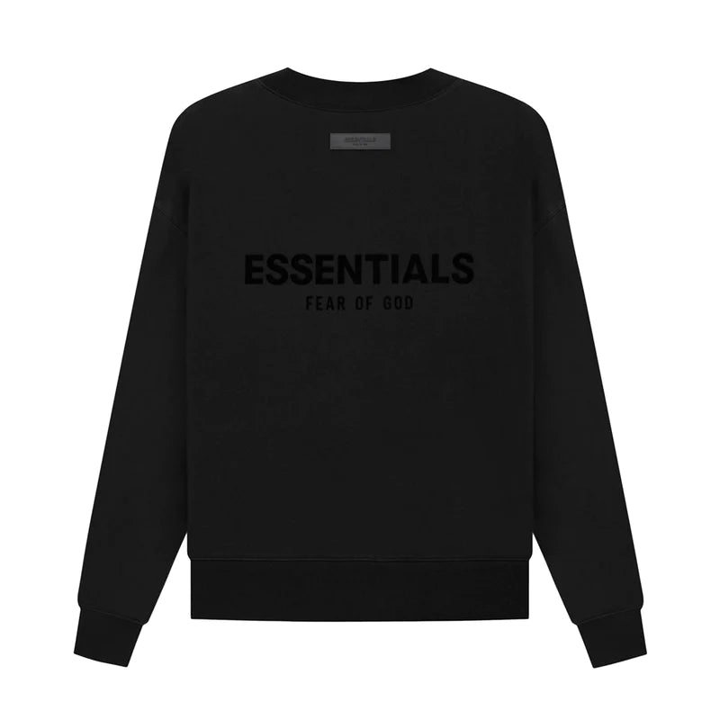 Fear of God Essentials Crewneck Sweatshirt - Black with Back Logo | Men's Casual Streetwear for Everyday Comfort & Style