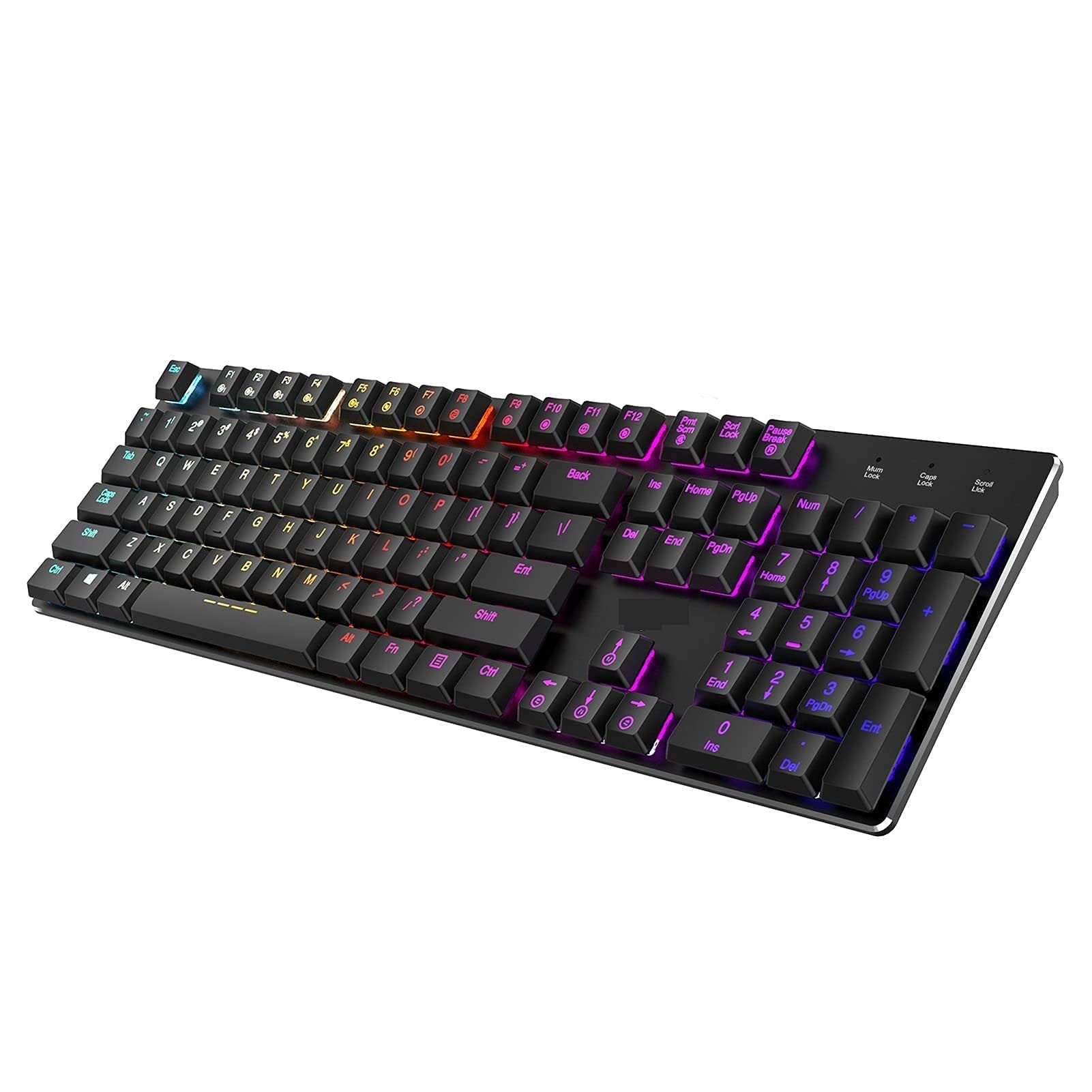 CGNY Low Profile Mechanical Keyboard - 104 Keys with Blue Switches, Wired USB Gaming Keyboard for PC, Laptop, Tablet | Perfect for Typing, Gaming & Office Work