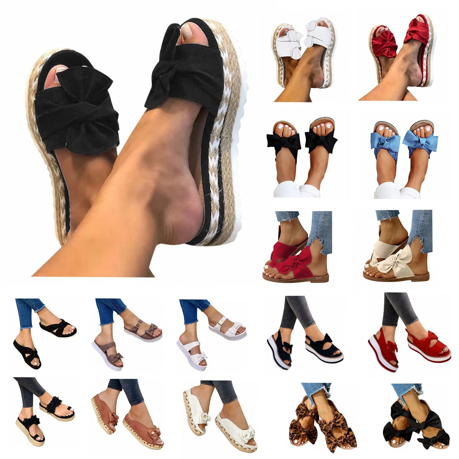 Women's Comfortable Wedge Sandals with Bowknot - Summer Casual Platform Sandals for Outdoor, Beach & Roman Style Walking - Perfect for Vacation, Travel & Daily Wear
