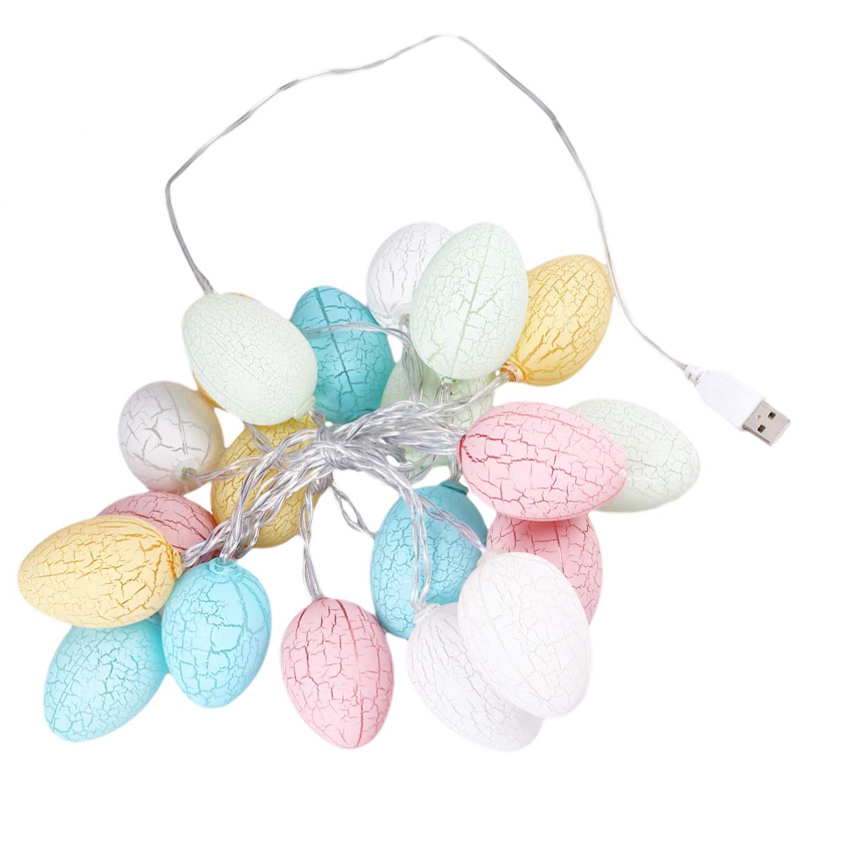 Amosfun Easter LED String Lights - 20 USB Fairy Lights for Spring Easter Party Decor, Indoor & Outdoor Decoration - Perfect for Home, Garden, Wedding, and Holiday Celebrations