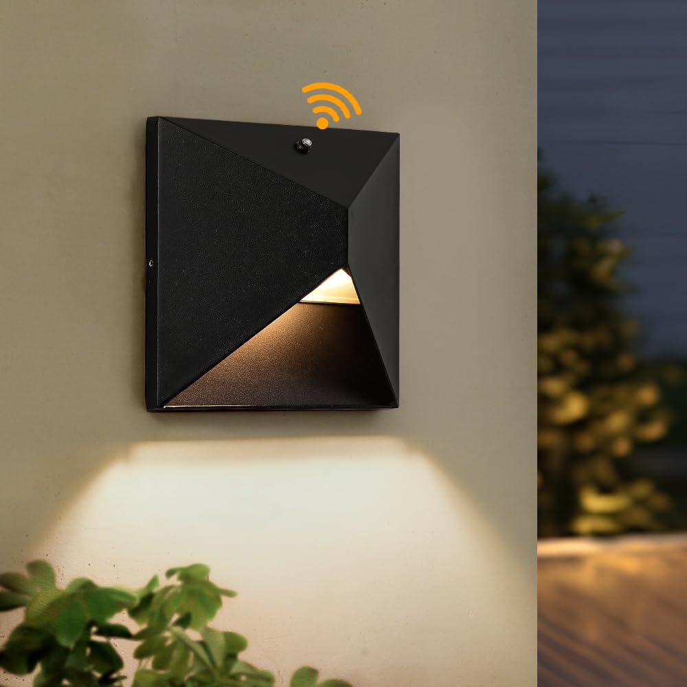 Outdoor Wall Light Fixtures - Dusk to Dawn Sensor, 3 Adjustable Color Temperatures (3000K/4000K/5000K), Waterproof Exterior Porch Lights for Front Door, Garage & Patio - Perfect for Home Security & Nighttime Illumination (Black)