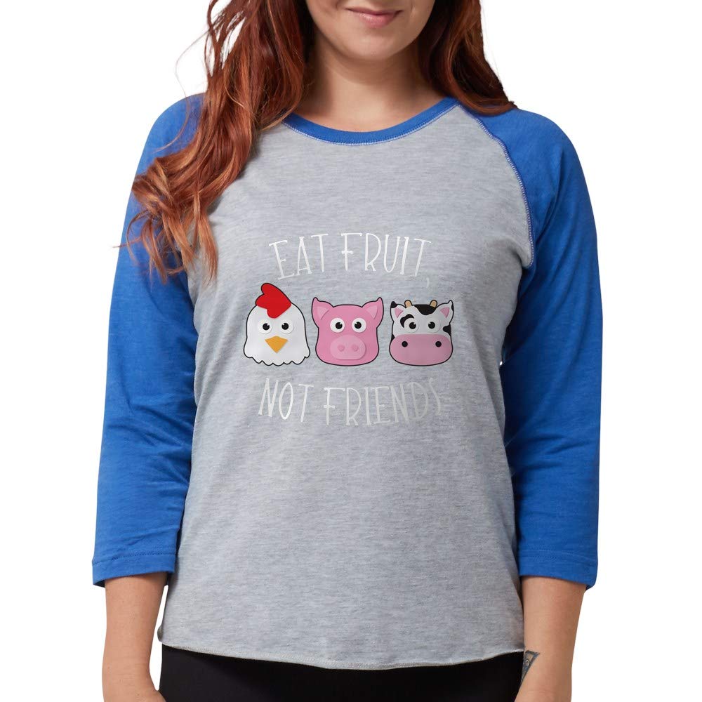 Eat Fruit Not Friends Women's Baseball Tee - Vegan Funny Graphic T-Shirt for Women - Casual Vegan Lifestyle Apparel for Animal Lovers (Perfect for Vegan Events, Animal Rights Rallies & Everyday Wear)