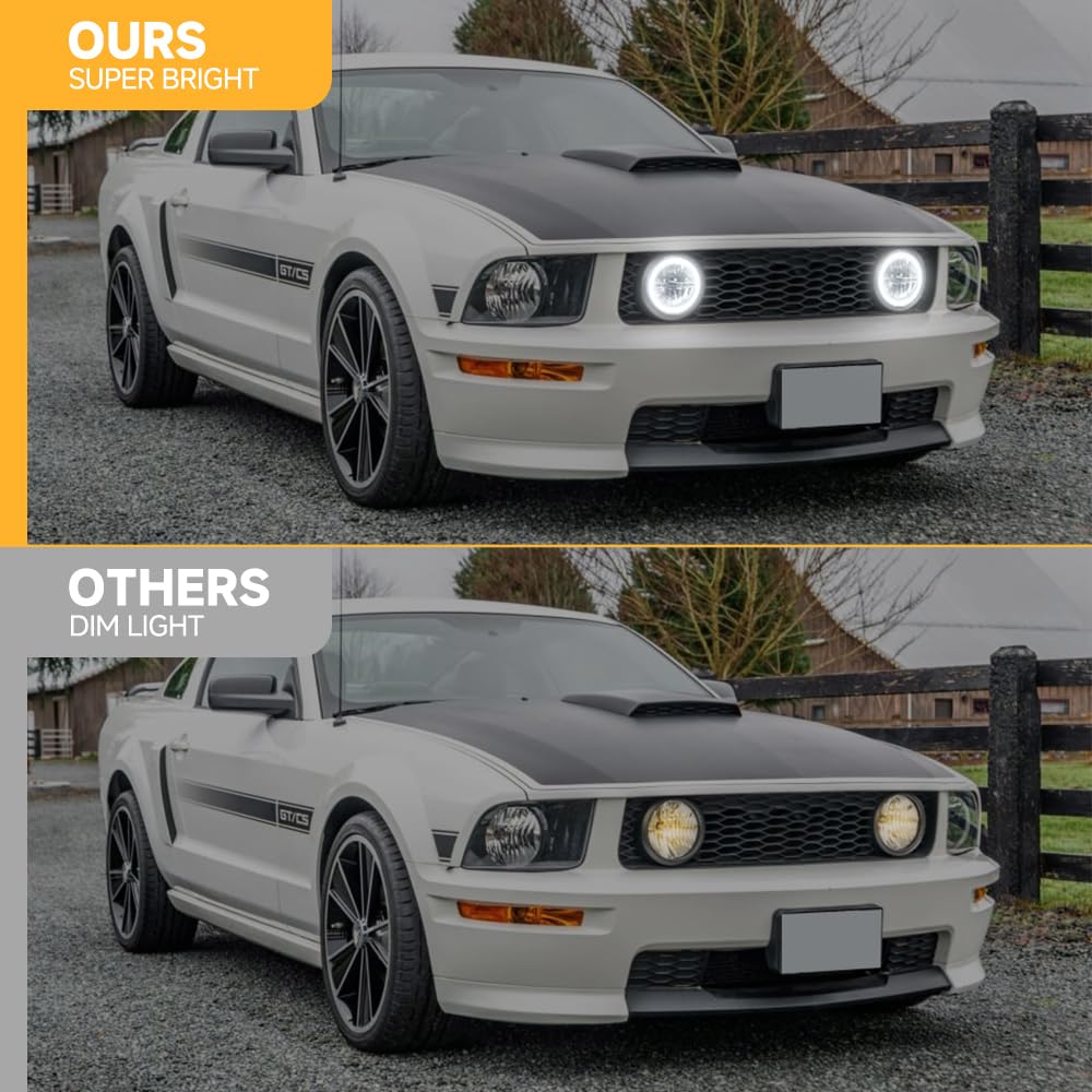 2005-2009 Ford Mustang GT LED Fog Lights & DRL Daytime Running Lights - OEM Style Front Grille Lamps for Driver & Passenger Side - Enhance Visibility & Style for Night Driving & Daily Commutes