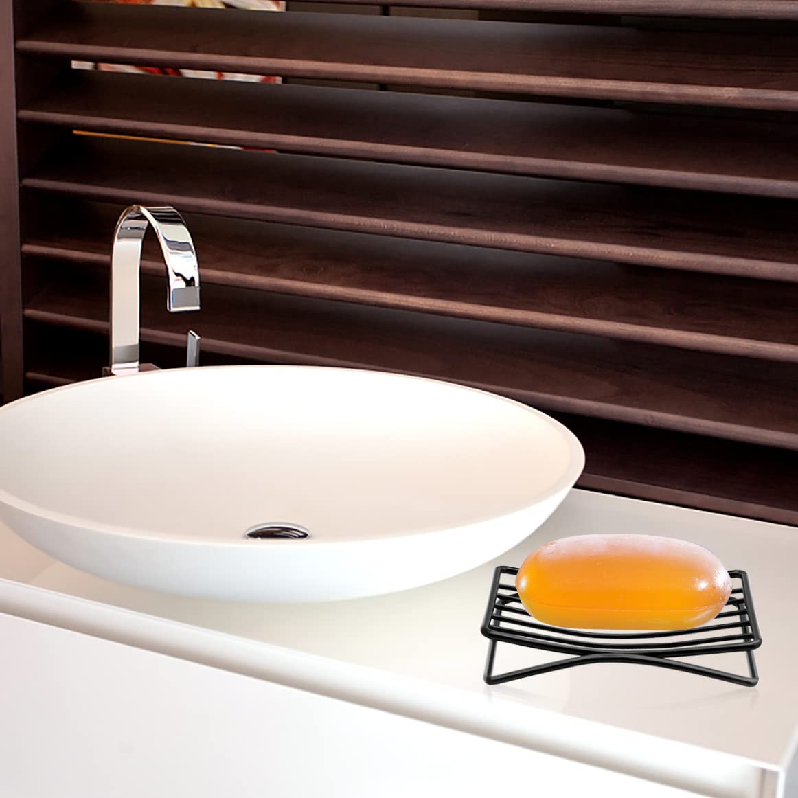 Stainless Steel Soap Dish & Sponge Holder - Self-Draining Bar Soap Tray for Shower, Bathroom, Kitchen Sink - Quick Dry & Easy Cleaning - Black - Perfect for Showers, Bathtubs, and Kitchen Countertops