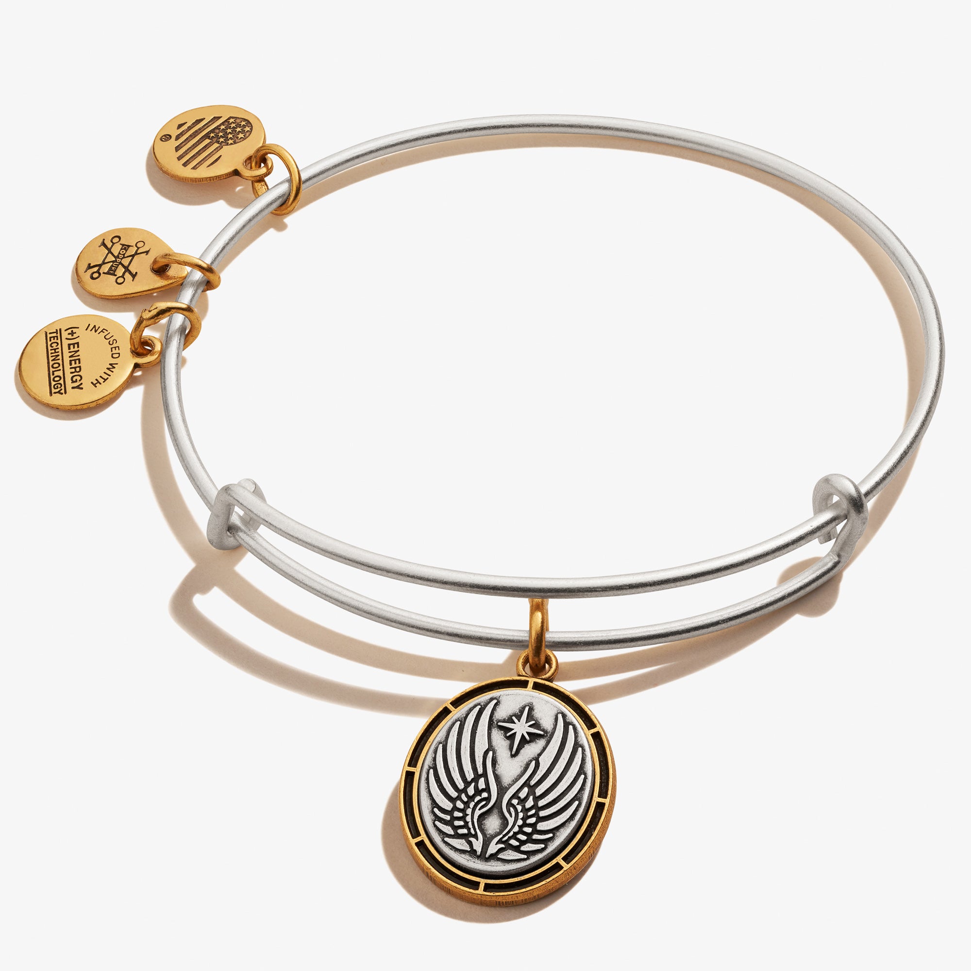 Guardian Angel Symbol Charm Bangle - Sterling Silver Protection Bracelet for Women, Inspirational Jewelry Gift for Birthday, Christmas | Wear for Luck, Faith & Spiritual Guidance
