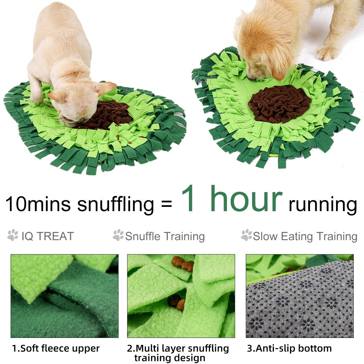 Durable Dog Snuffle Mat - Slow Feeding Pad for Pet Nosework Training & Mental Stimulation | Encourages Natural Foraging Skills, Interactive Puzzle Toy for Dogs | Perfect for Stress Relief, Mealtime Enrichment & Indoor Play