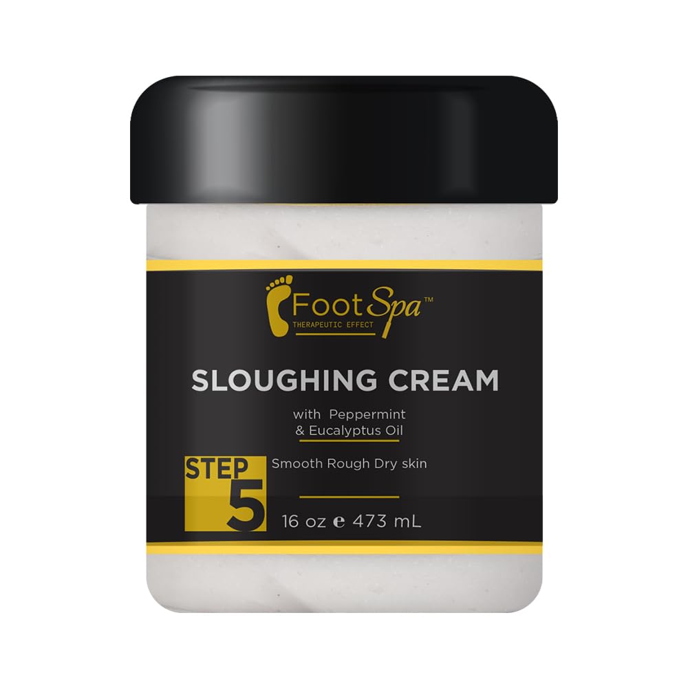 Relaxing Foot Spa Cream with Peppermint & Eucalyptus Oil - 16oz Moisturizing Treatment for Dry Cracked Feet - Exfoliating Lotion to Remove Dead Skin & Smooth Rough Heels - Perfect for Pedicures & At-Home Foot Care