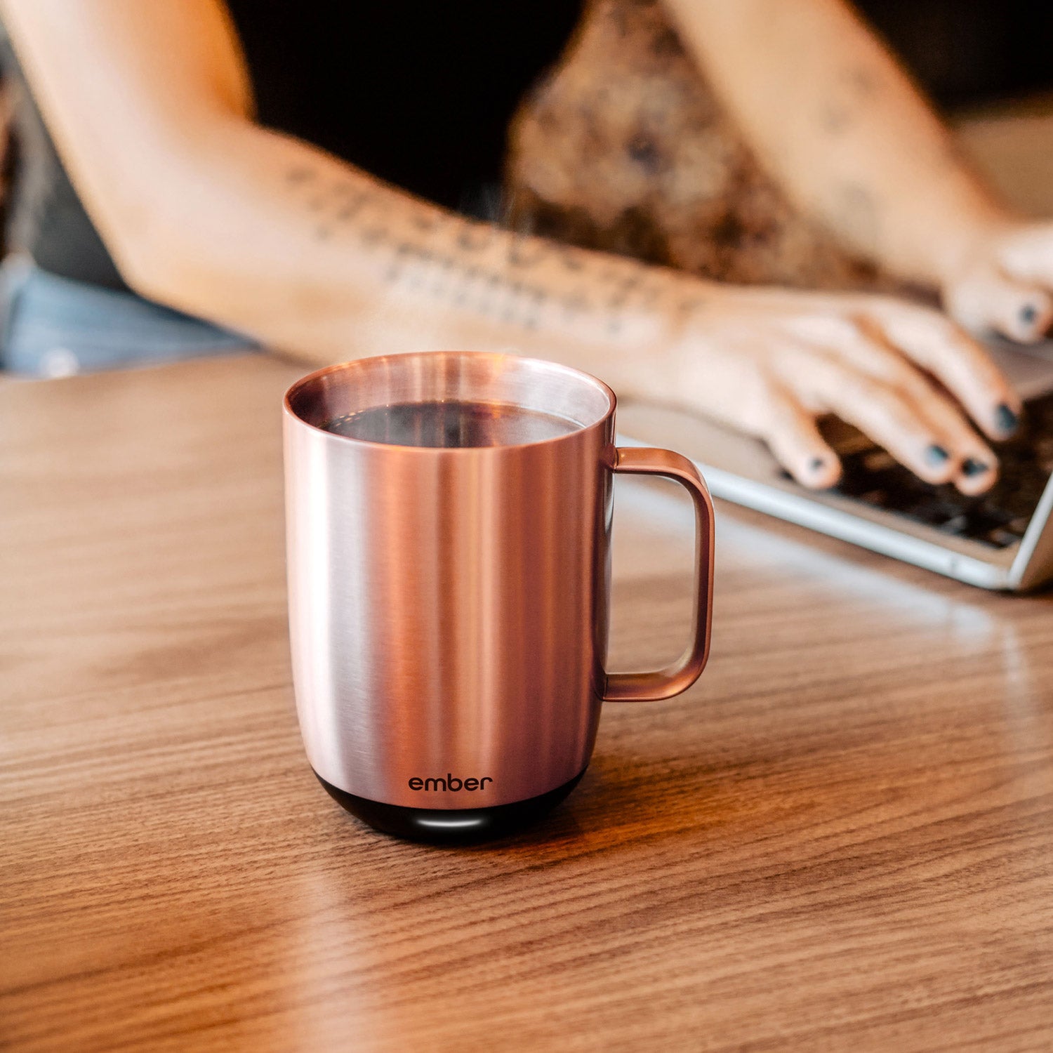 Ember Mug 2 Smart Temperature Control Coffee Mug - 14 oz Rose Gold, Perfect for Home, Office & Travel - Keeps Drinks Hot for Hours