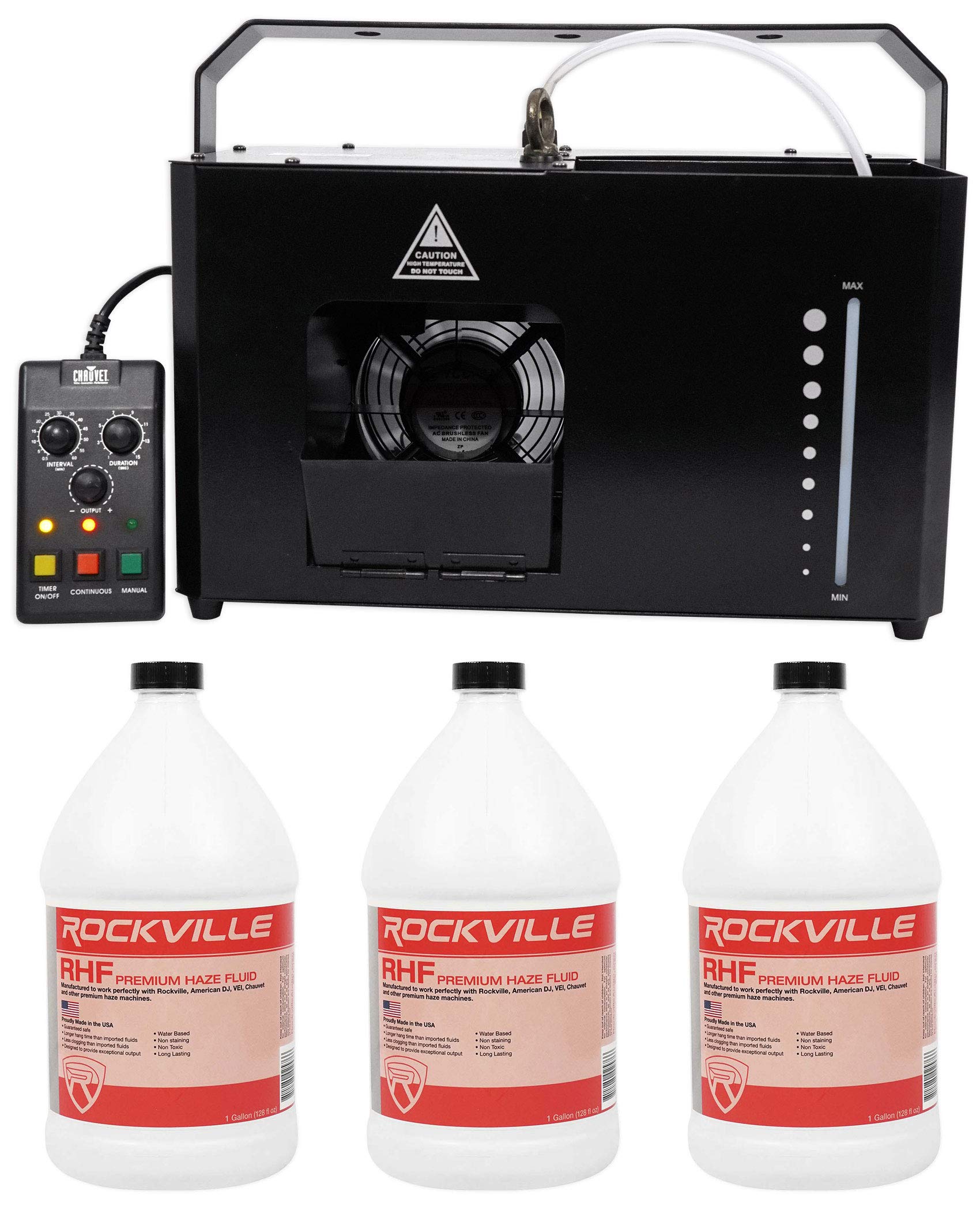 Chauvet Hurricane Haze 4D DMX Hazer Machine with Remote & Timer - 3 Gallons Fog Fluid Included - Professional Stage Lighting for Concerts, Theater, and DJ Events