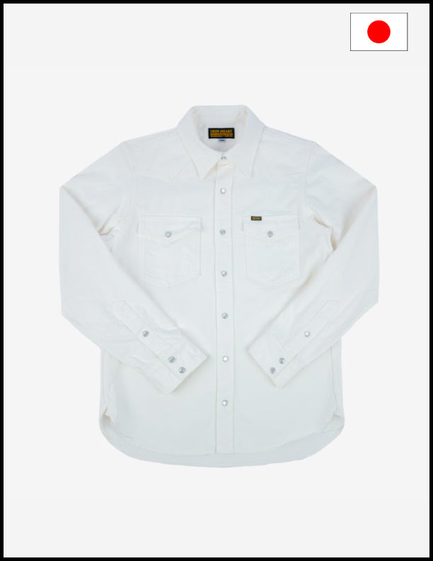Iron Heart IHSH 384 13.5oz Denim Western Shirt for Men - Premium White Cowboy Style Workwear - Perfect for Ranch Work, Rodeo & Casual Outfits