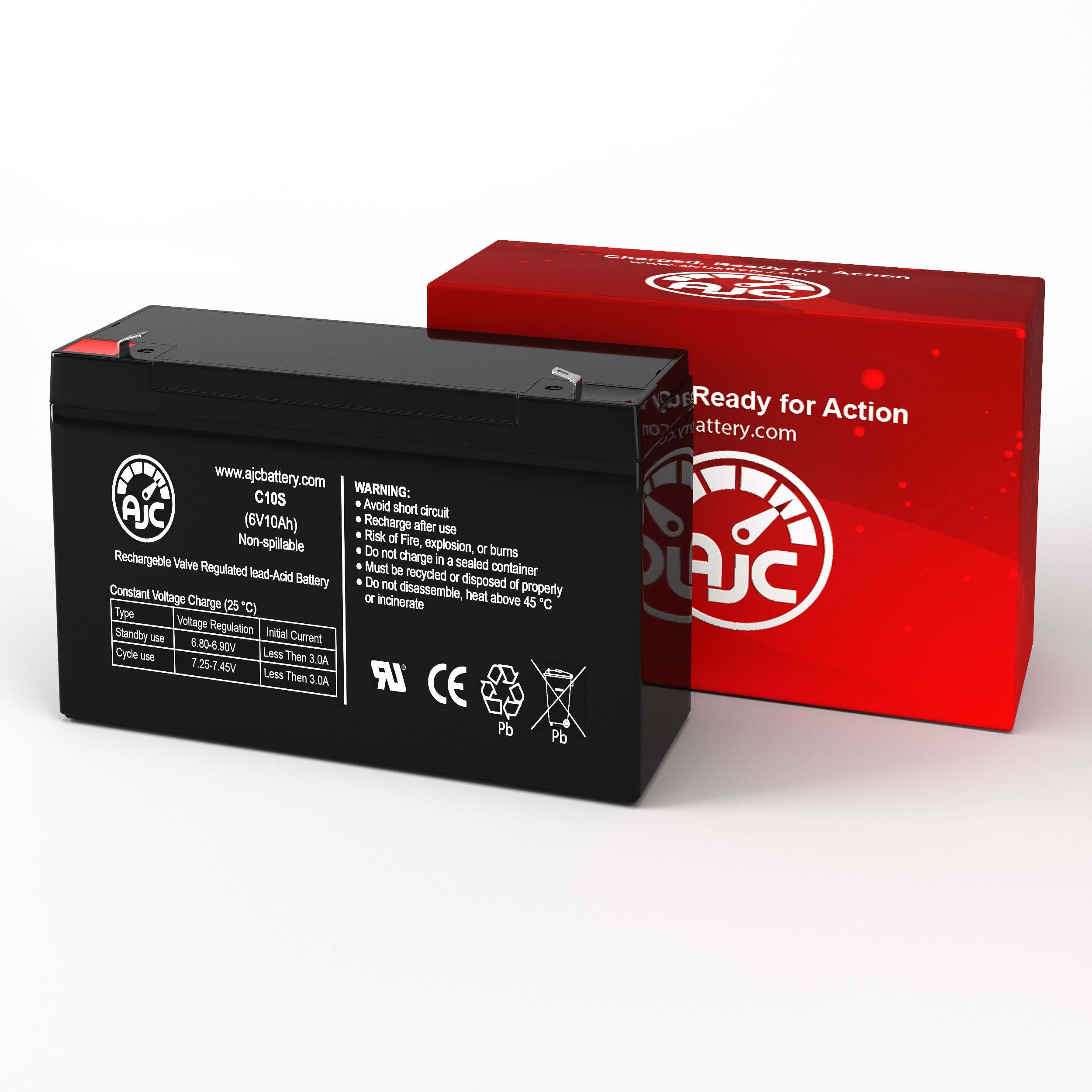 AJC 6V 10Ah Replacement Battery for Advanced Power Systems APS10 UPS - Compatible Backup Power Supply for Home/Office Security Systems, Emergency Lighting & Network Equipment