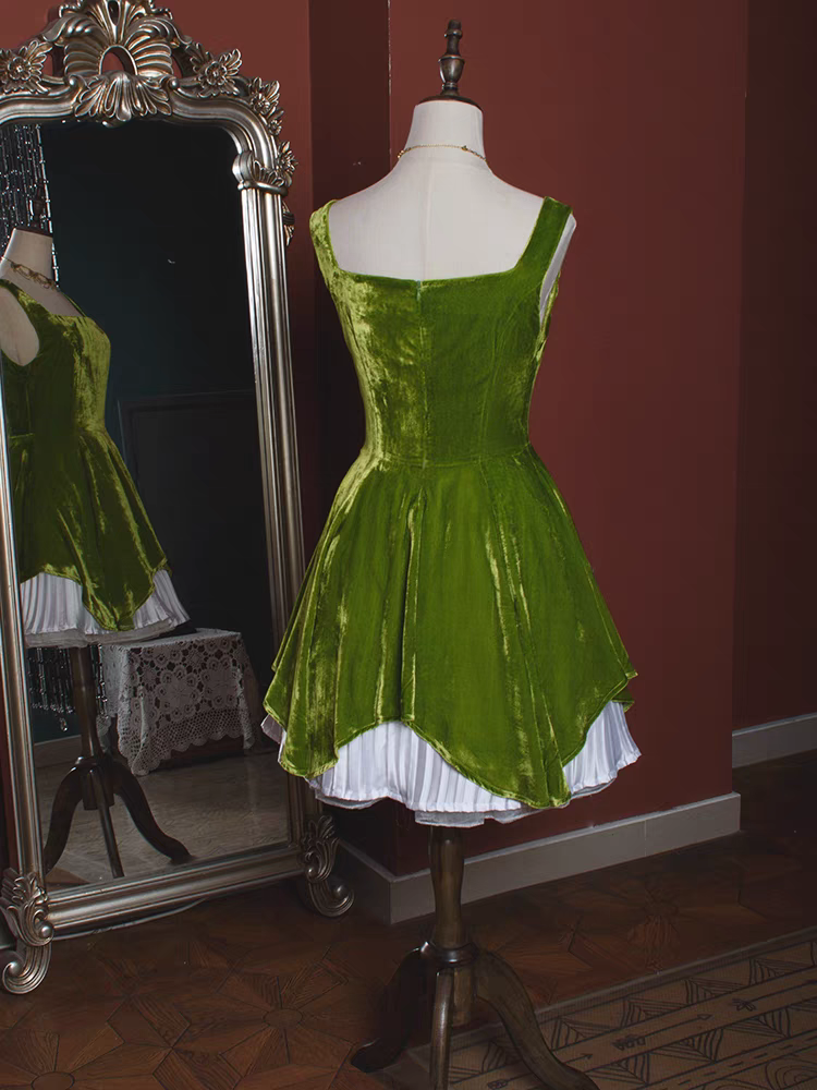 Elegant A-Line Green Velvet Homecoming Dress | Short Prom Dress J6649 | Perfect for Dances, Parties & Special Occasions