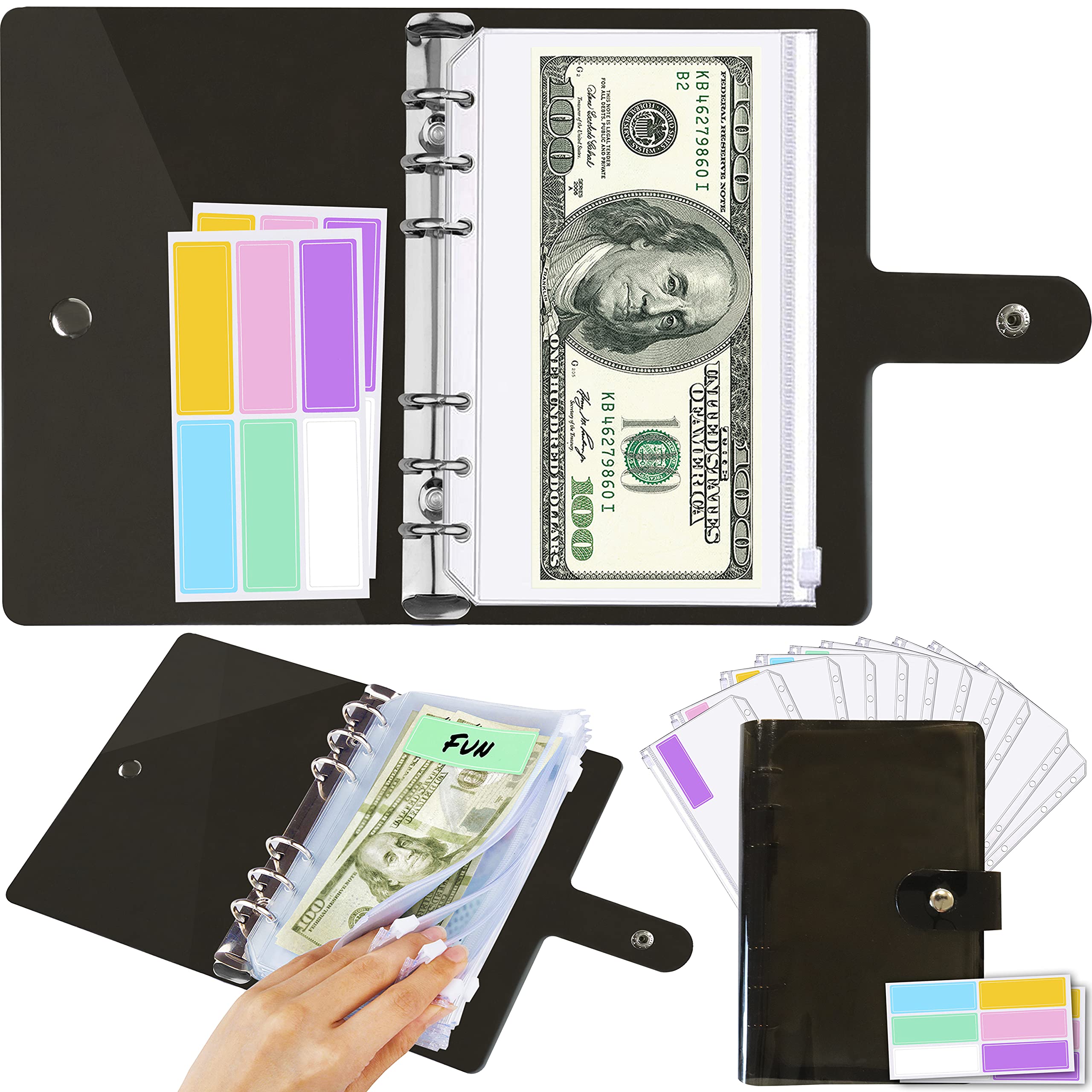 Black Money Organizer for Budgeting - Cash Binder with Envelopes System for Men & Women | Practical Finance Management Solution | Perfect for Personal Budgeting, Bill Tracking & Savings Goals | Home & Office Use