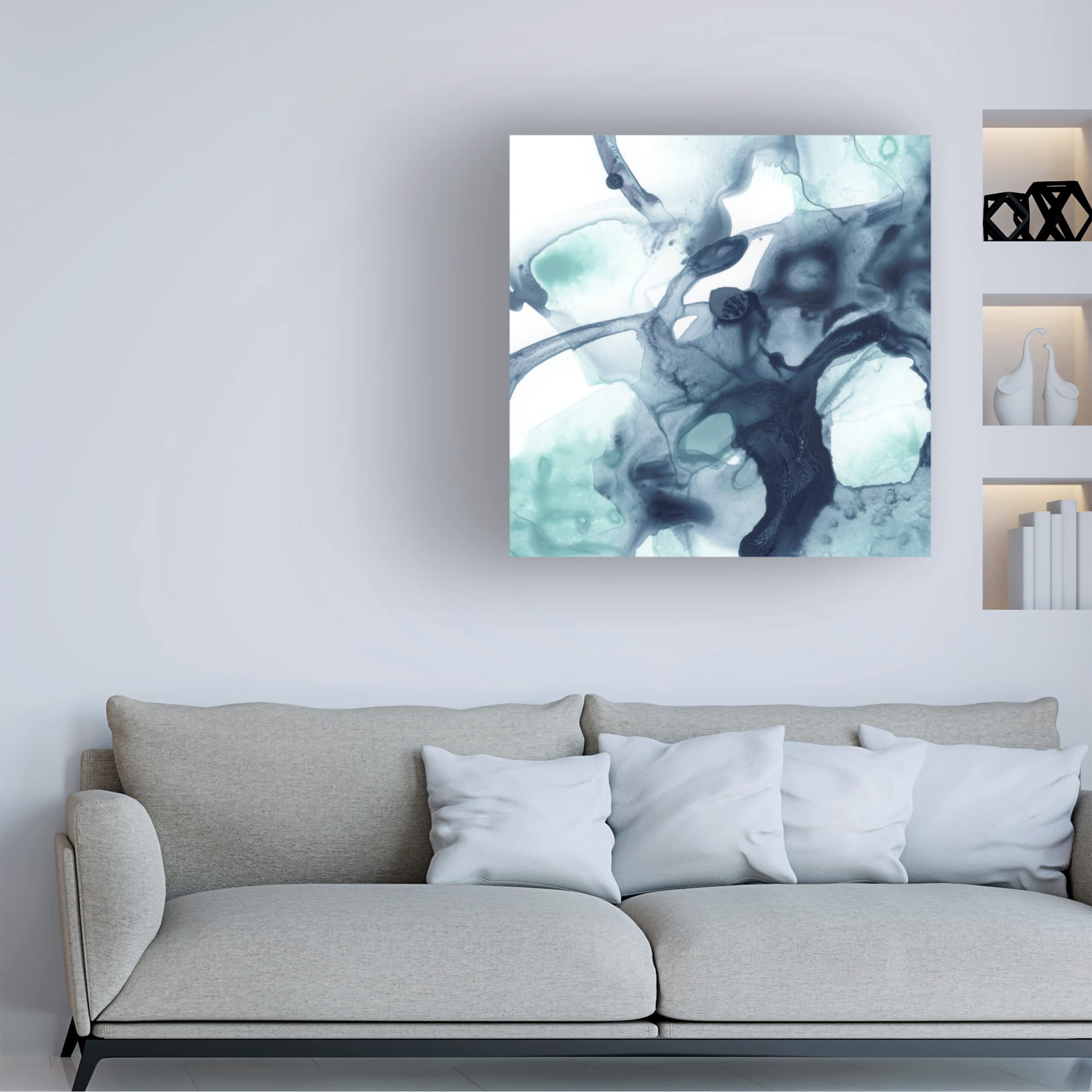 Trademark Fine Art 'Blue Cavern IV' Canvas Wall Art by June Erica Vess - Stunning Ocean-Themed Painting for Living Room, Bedroom & Office Decor