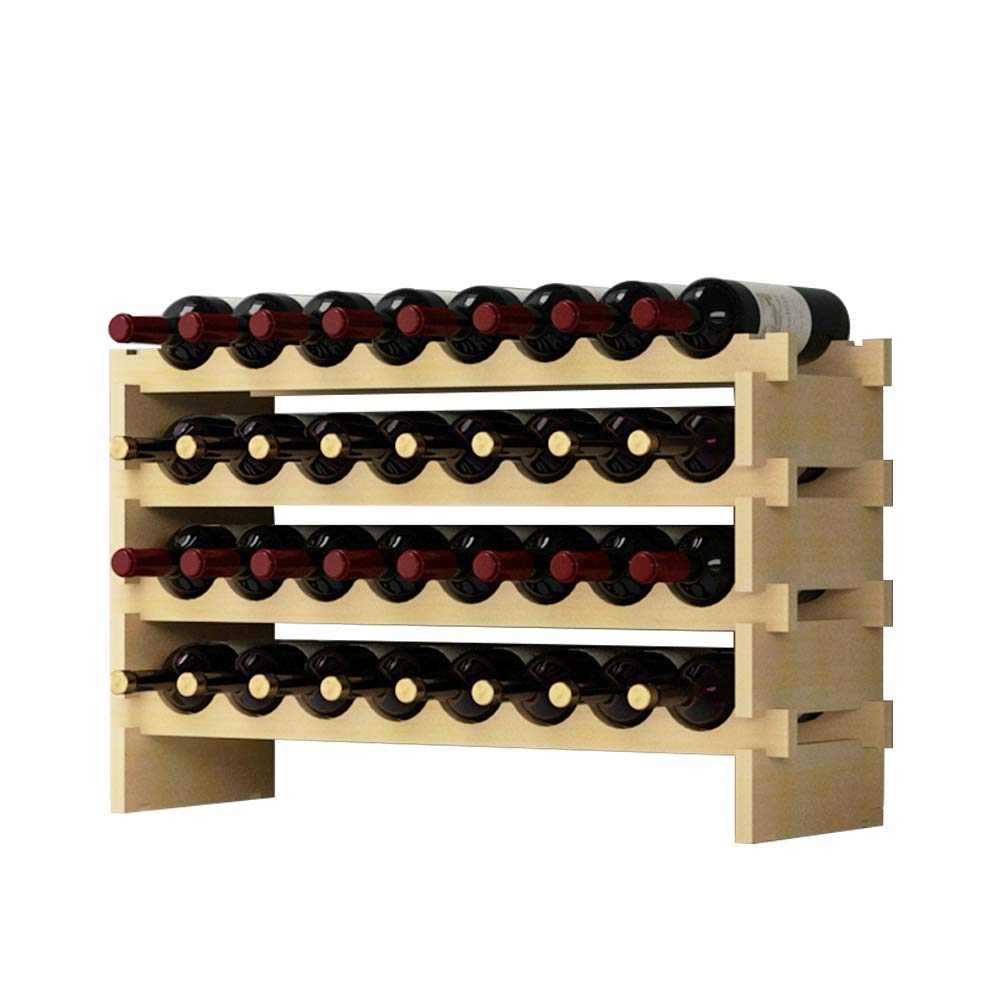 Soges 32 Bottle Stackable Wood Wine Rack - Free Standing Wine Storage Shelf for Home Bar, Kitchen, or Dining Room Display (BY-WS4832M)