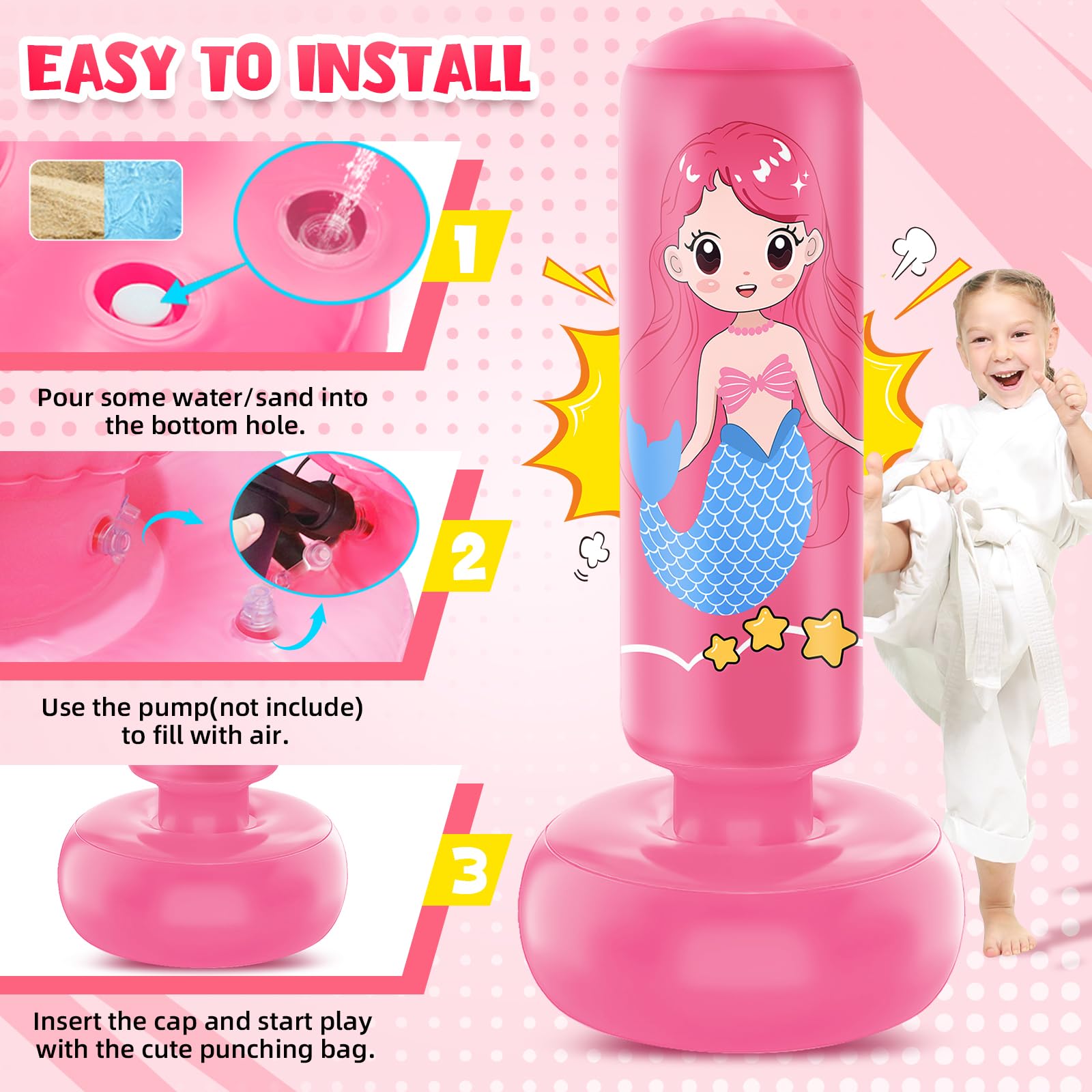 Inflatable Kids Punching Bag for Ages 3-8 - 47