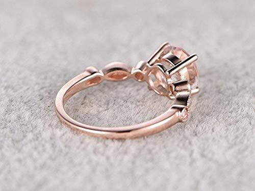1.25 Carat Peach Pink Morganite & Diamond Vintage Engagement Ring - 18k Gold Plated, Wedding Proposal, Anniversary Gift for Her