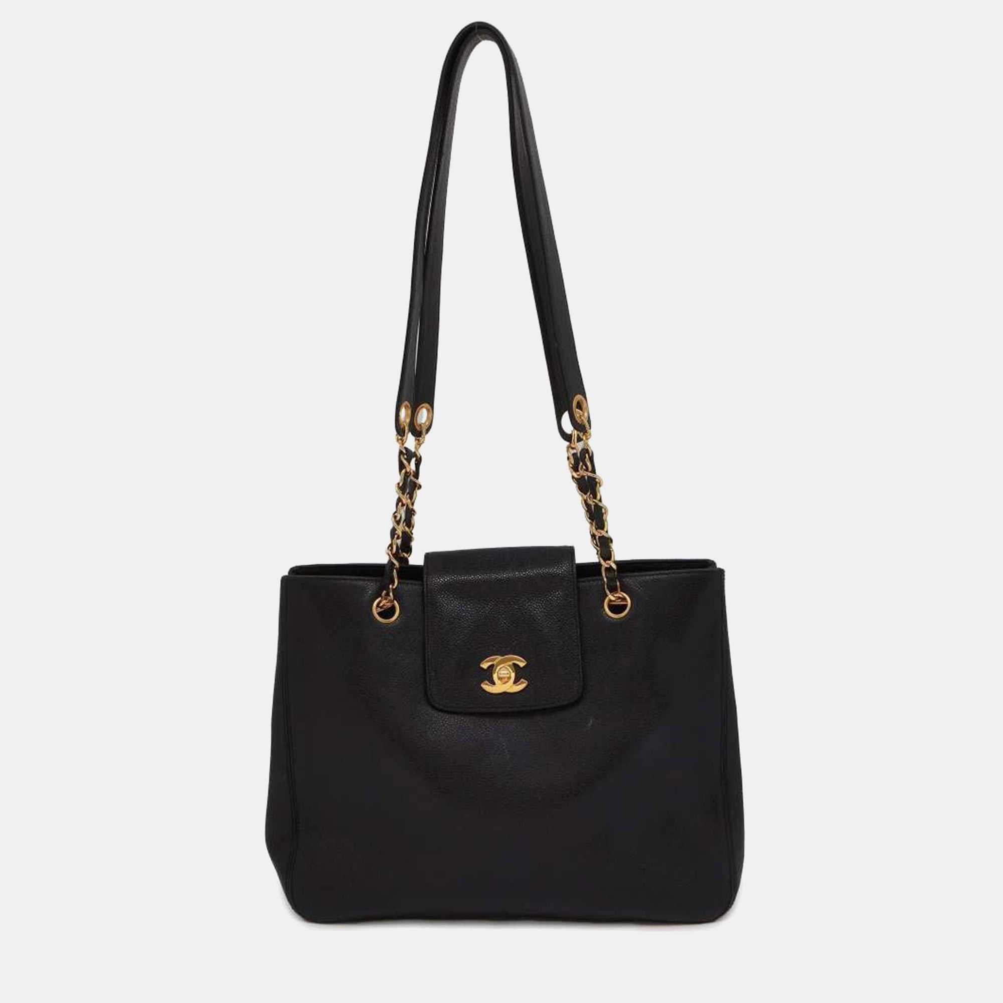 Luxury Black Caviar Leather Handbag for Women - Elegant Supermodel Tote Bag with Gold Hardware | Perfect for Work, Evening Events & Travel