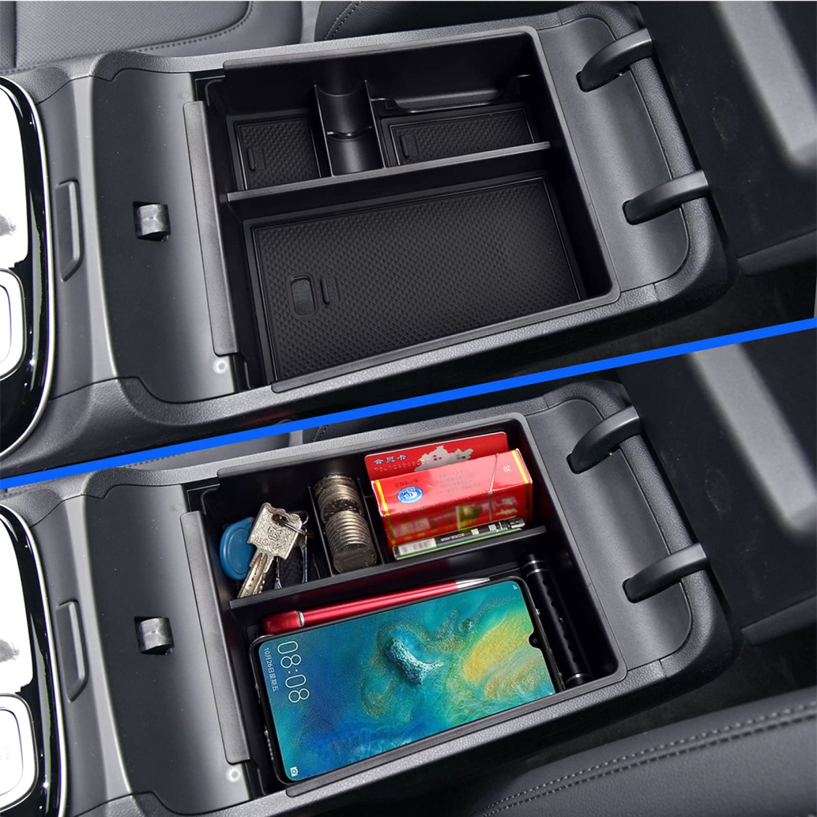 2021-2022 Hyundai Tucson NX4 Center Console Organizer - Secondary Storage Tray & Armrest Insert with Non-Slip Mats | Perfect for Car Accessories, Road Trips & Daily Commute