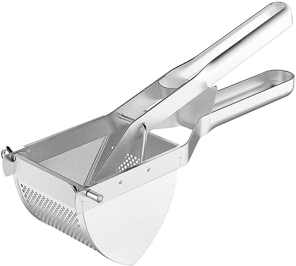 Premium Stainless Steel Potato Ricer & Masher - Heavy Duty Food Strainer for Creamy Mashed Potatoes, Purees, Baby Food & Juicing - Ideal for Kitchen, Restaurant & Meal Prep (Silver)