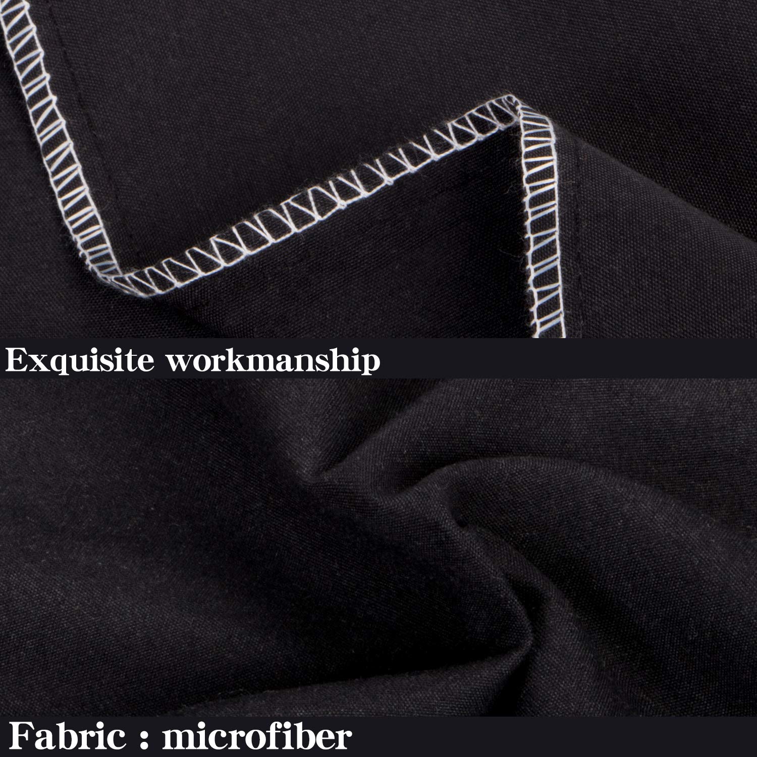 Premium Black Microfiber Pillowcases & Shams - 20x26 Inches Standard Size - Soft Hypoallergenic Bedding Set for Home, Hotel, or Travel Use