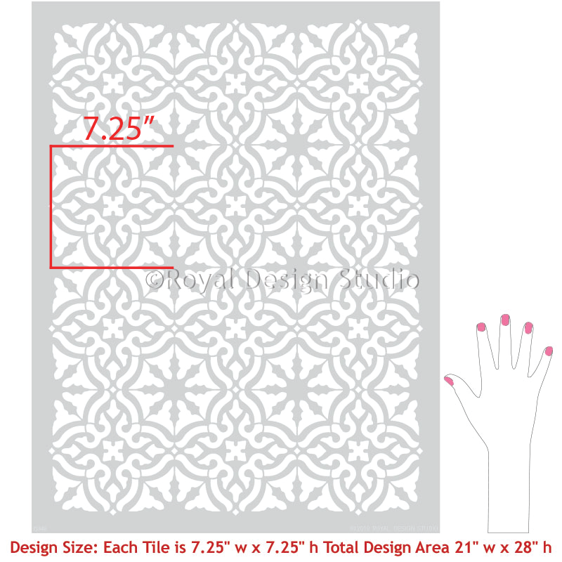 Toledo Tile Allover Stencil - Reusable DIY Wall Stencils for Home Decor, Bathroom, Kitchen Backsplash - Perfect for Painting Patterns on Walls, Floors, and Furniture