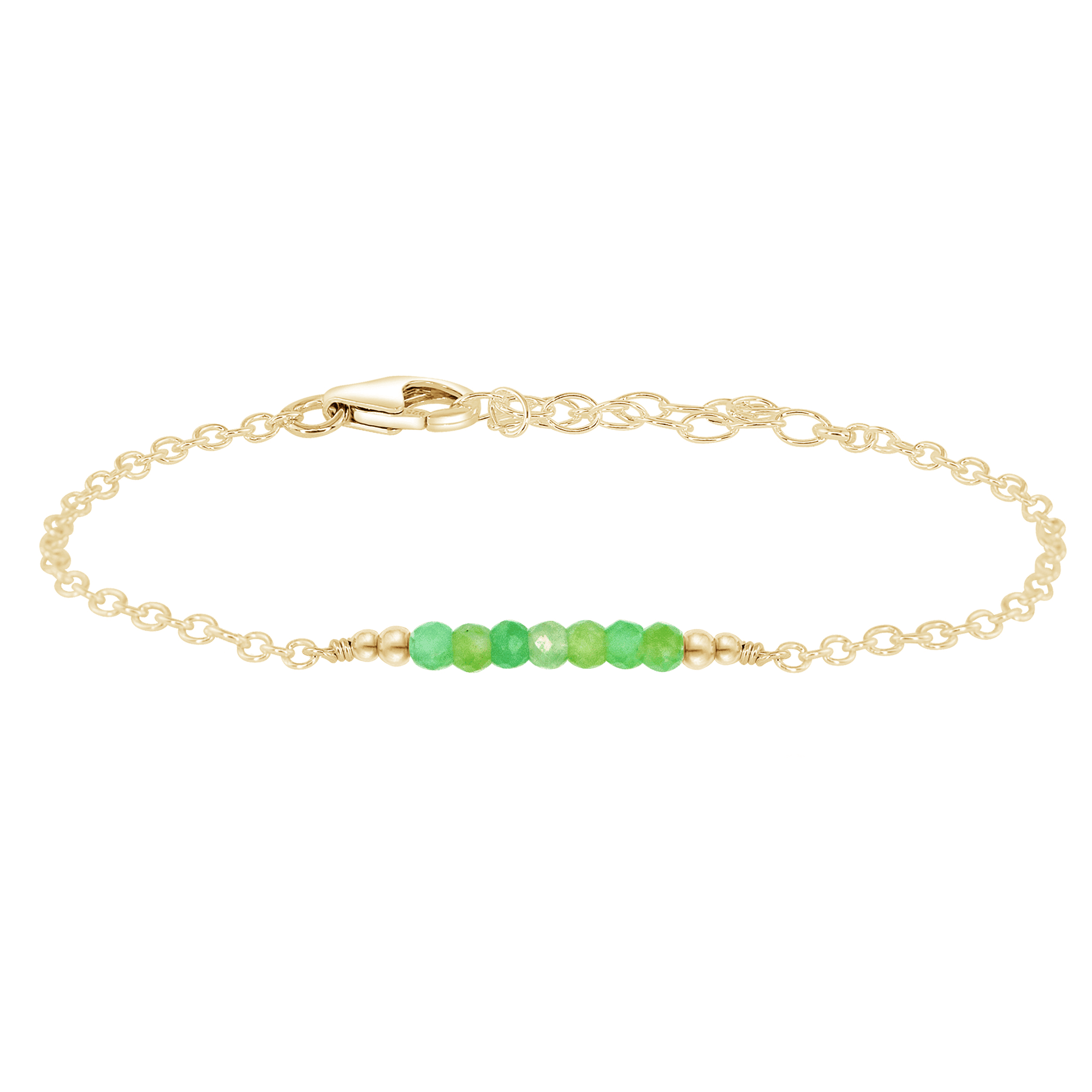 Sparkling Green Chrysoprase Gemstone Faceted Bead Bar Bracelet for Women | Handmade Adjustable Healing Crystal Jewelry | Perfect for Meditation, Yoga & Spiritual Gifts