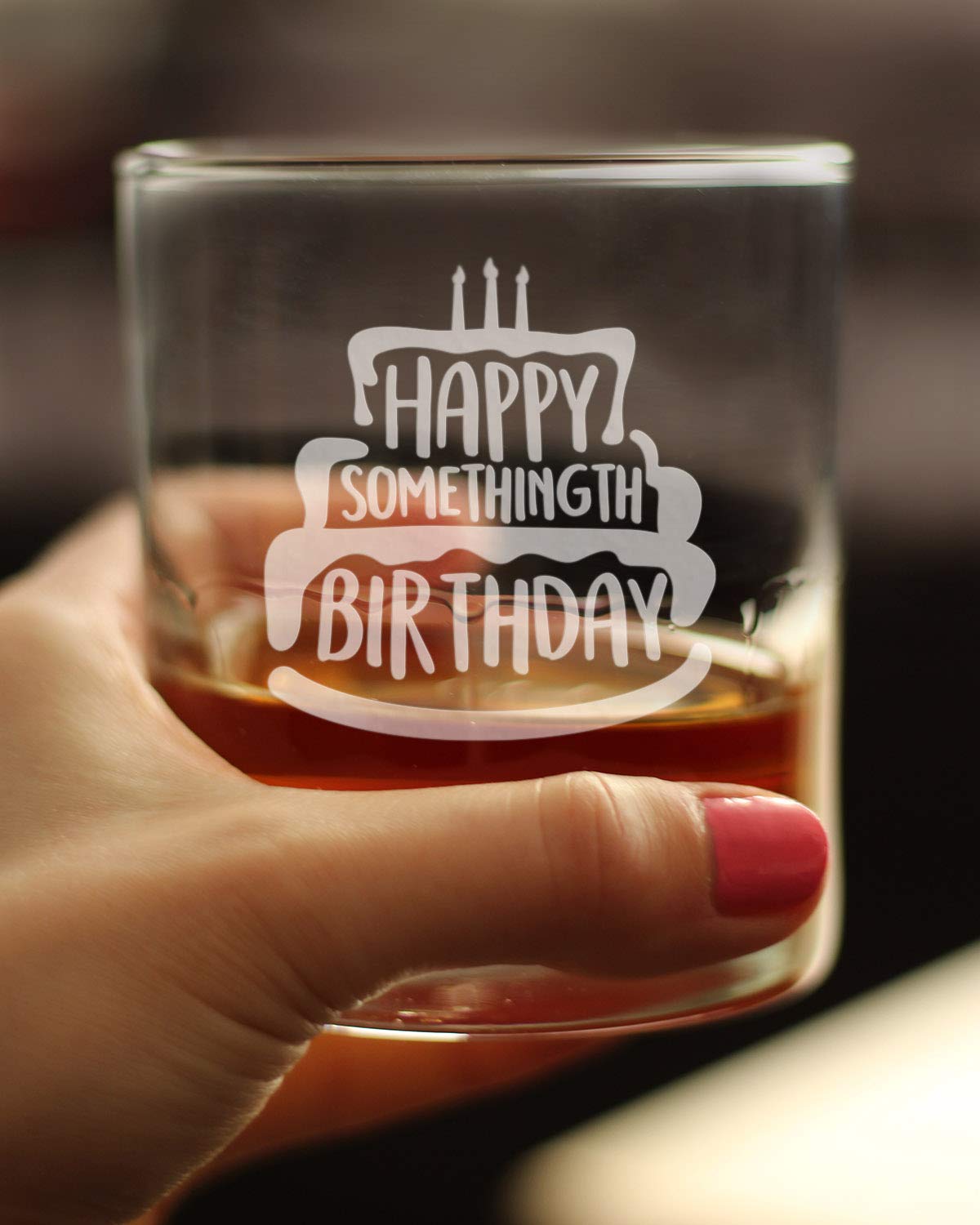 Funny Whiskey Rocks Glass - Happy Birthday Gift for Women & Men Over the Hill - Whisky Tumbler for Scotch & Bourbon Lovers - Perfect for 40th, 50th Birthday Parties & Retirement Celebrations