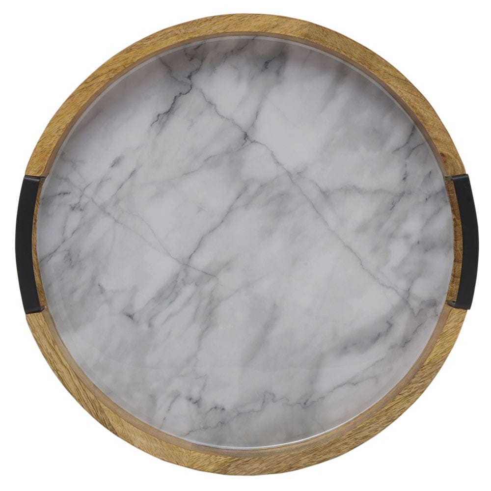 Gray Marble Lazy Susan Serving Tray - 12 Inch Rotating Turntable for Dining Table, Kitchen Counter, Buffet & Party Serving - Perfect for Spices, Condiments, Appetizers & Desserts