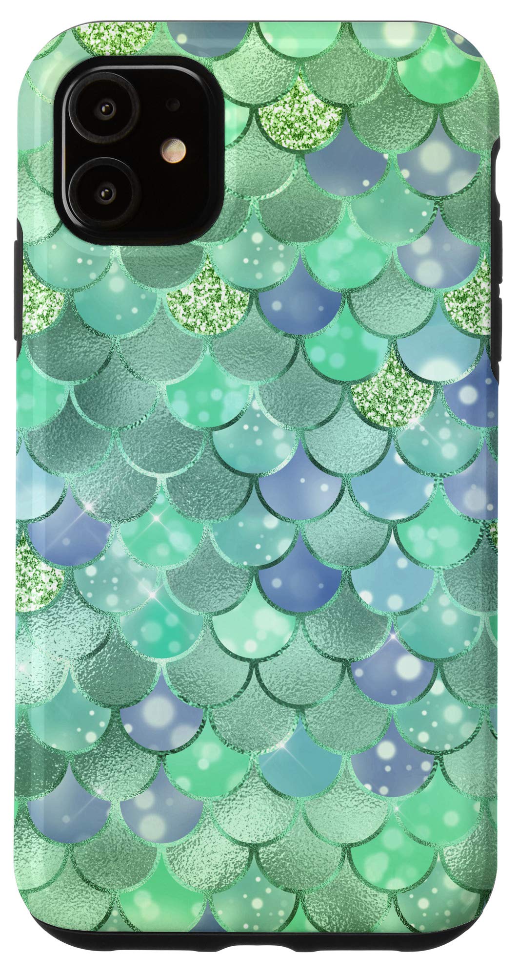 iPhone 11 Case - Aqua Green Mermaid Scales Design with Bokeh Effect | Slim Protective Phone Cover for iPhone 11 | Perfect for Beach, Pool Parties & Summer Outings