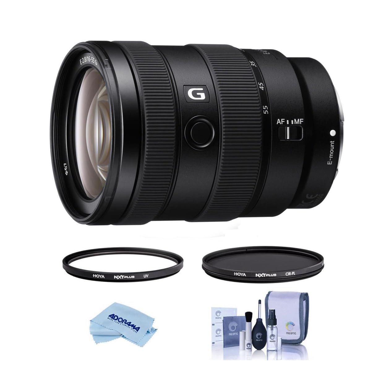 Sony E 16-55mm f/2.8 G APS-C Zoom Lens with Hoya NXT Plus 67mm UV/CPL Filter Kit & Cleaning Accessories - Perfect for Travel, Portrait & Street Photography