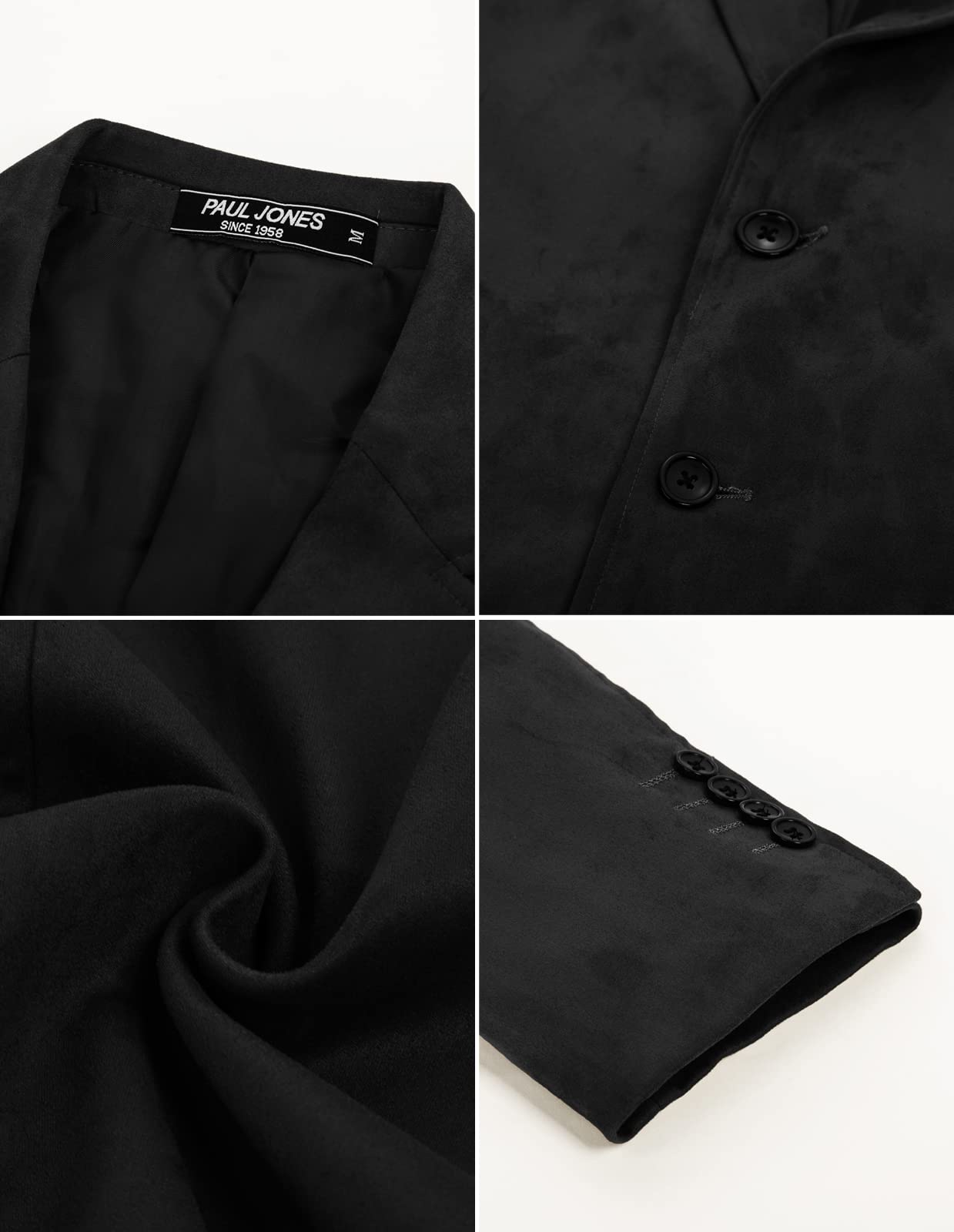 Men's Faux Leather Blazer Jacket - Casual Suede Sport Coat with Pockets for Work & Night Out