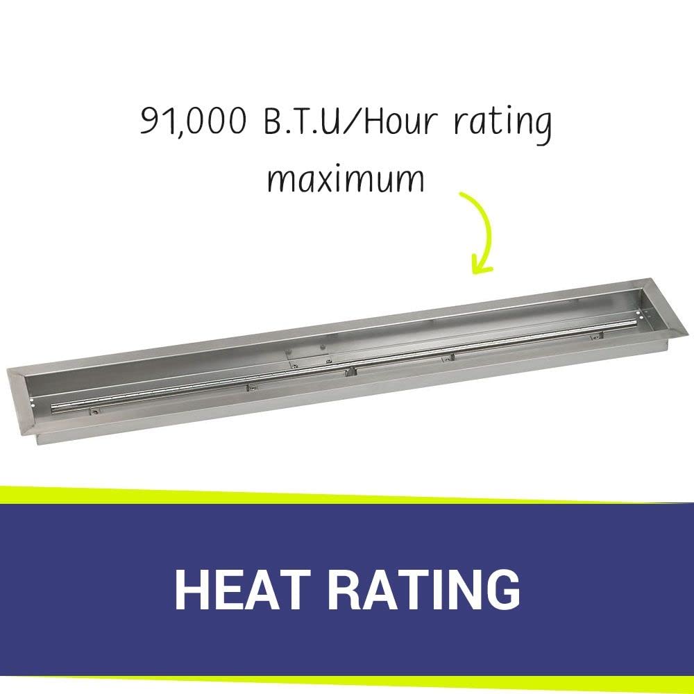 48-Inch Stainless Steel Linear Drop-in Fire Pit Pan & Burner - American Fireglass - Perfect for Outdoor Patio, Backyard, and Garden Fire Pits