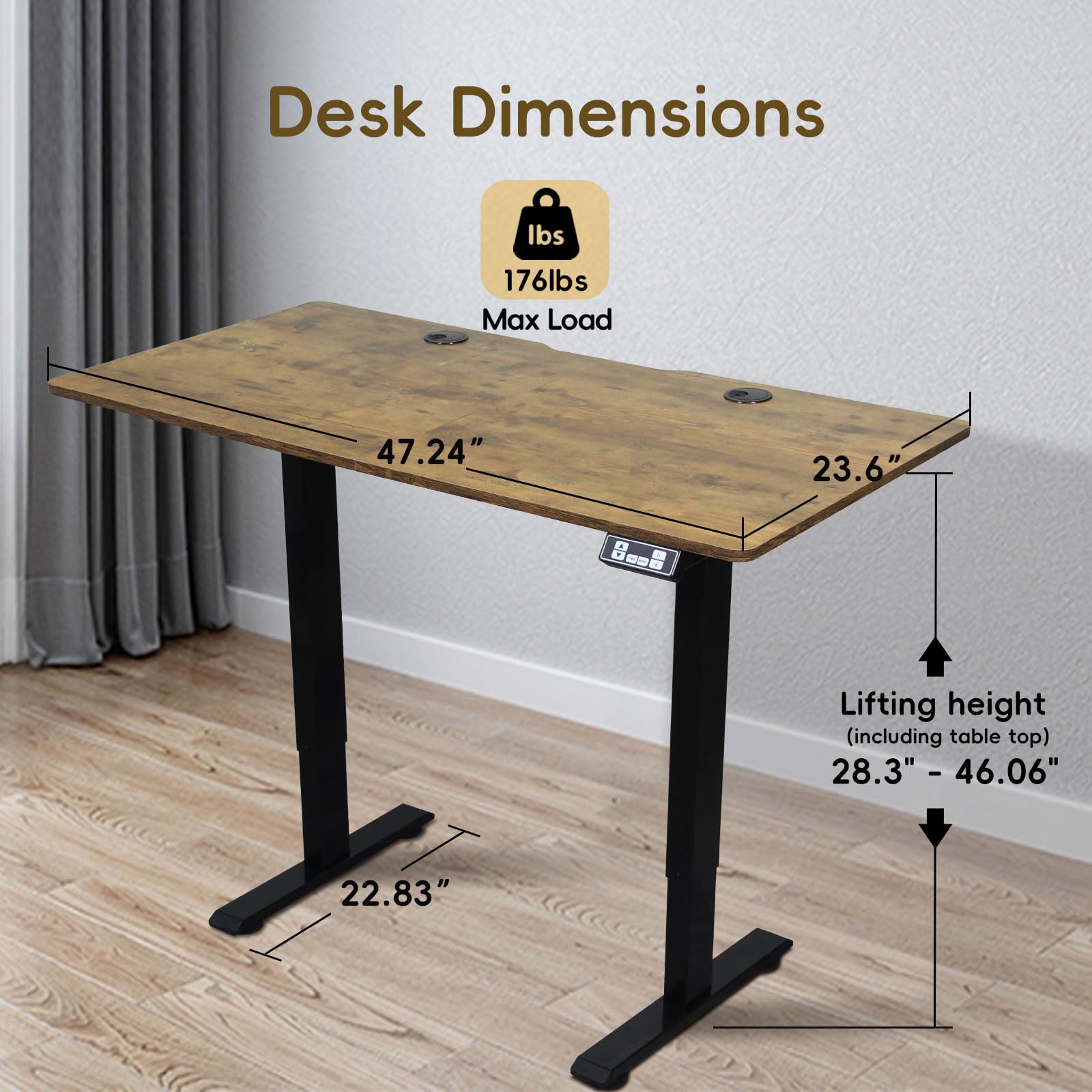 Adjustable Height Electric Standing Desk - 48