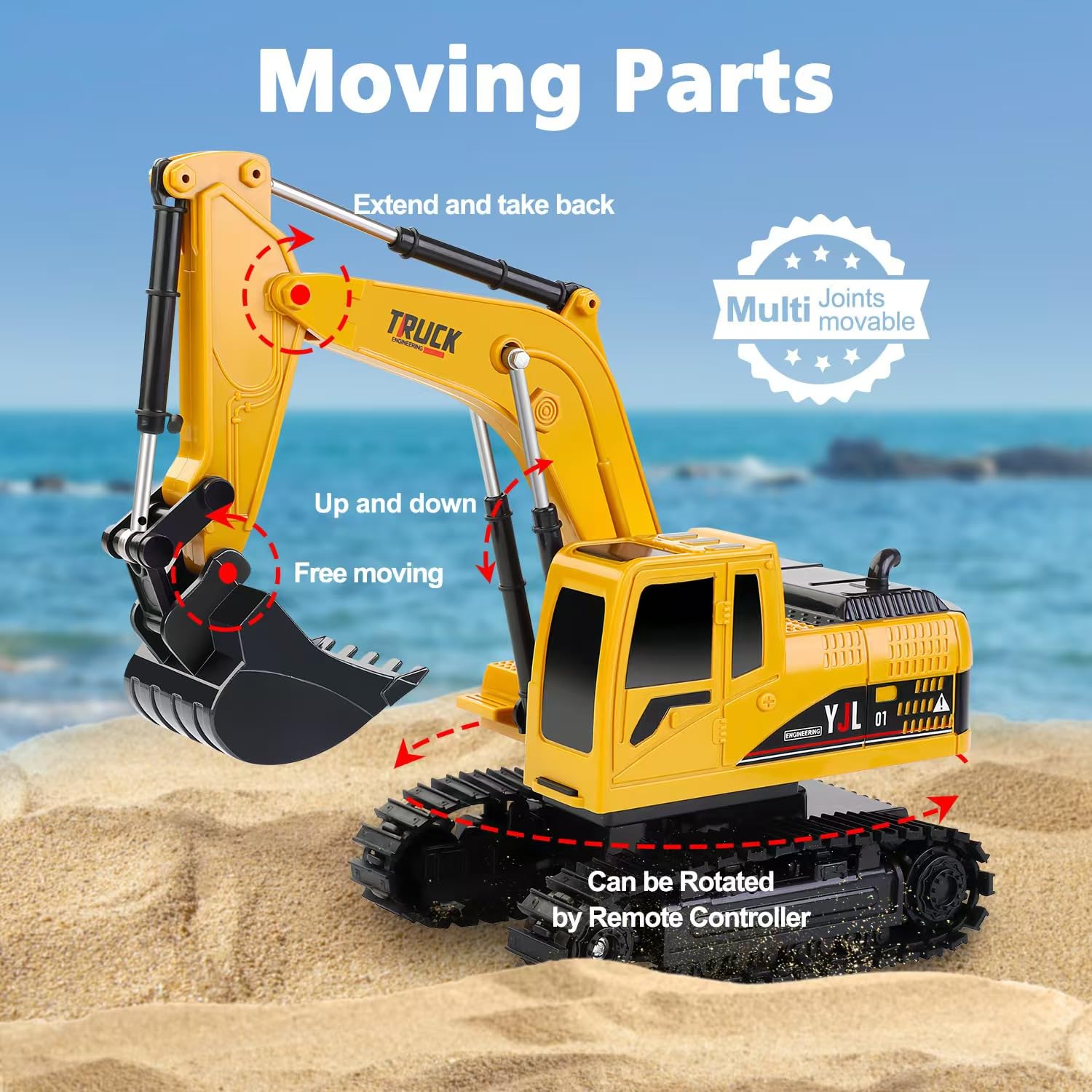 2.4Ghz Remote Control Excavator Toy for Kids - RC Construction Vehicle with Realistic Functions for Boys & Girls Ages 8-12 | Outdoor Play, Birthday Gifts, Construction Pretend Play