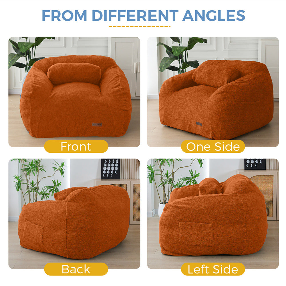 MAXYOYO Giant Bean Bag Chair with Pillow - Extra Large Fuzzy Comfy Lounger for Adults, Perfect for Reading, Gaming & Relaxing in Living Room, Bedroom or Dorm