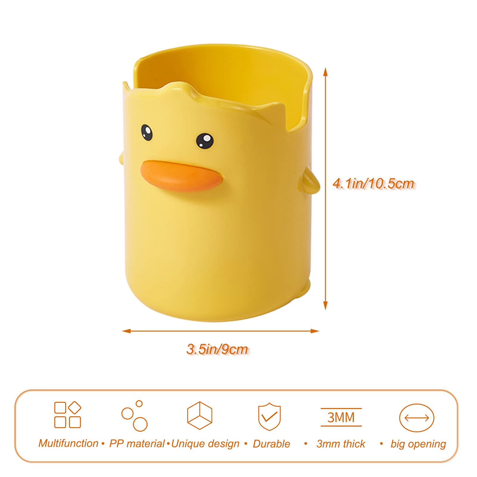 YISTOS Cute Yellow Duck Pencil Holder for Desk - Stylish Pen Organizer & Makeup Brush Holder - Perfect for Office, School, and Home Workspace Organization