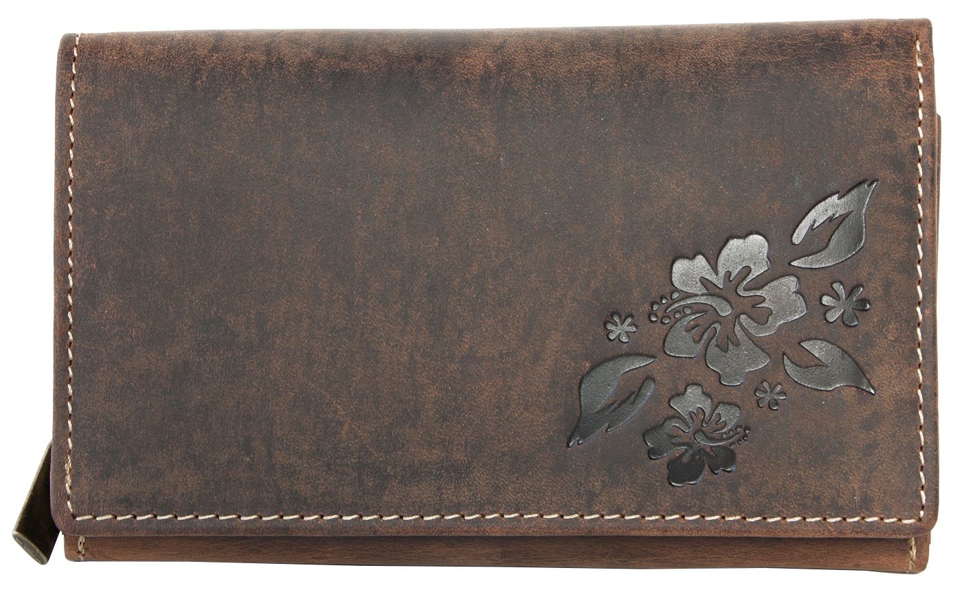 Genuine Leather Women's Wallet with Floral Stamping - Perfect for Daily Use & Gifts