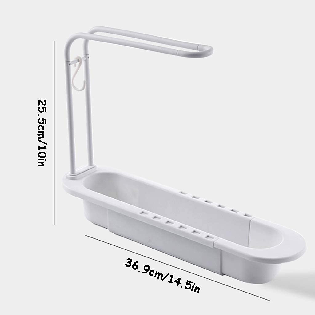 Expandable Kitchen Sink Organizer - Adjustable Colander & Food Strainer Storage Rack with Drain Basket | Space-Saving Telescopic Design for Small Kitchens & RVs | Perfect for Washing Vegetables, Draining Pasta & Organizing Sink Area