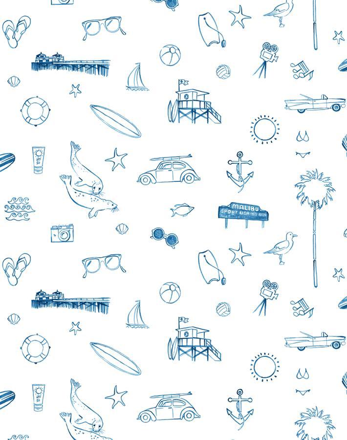 Nathan Turner 'Malibu' Blue and White Wallpaper - Perfect for Coastal, Beach, and Nautical Home Decor