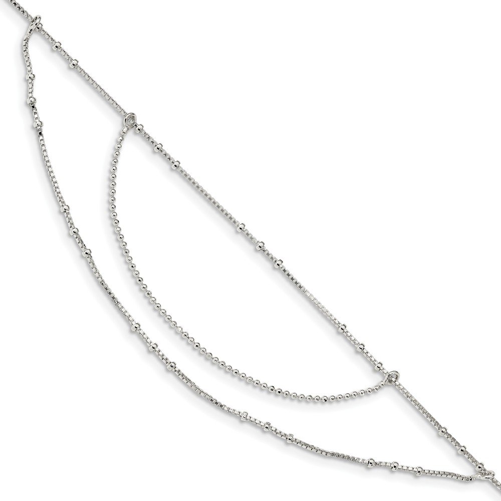 925 Sterling Silver Multi-Strand Adjustable Anklet Bracelet - 9
