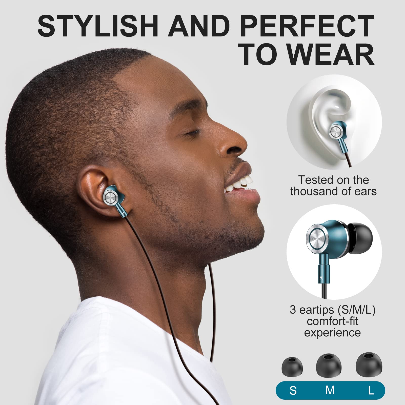 High-Quality USB C Wired Earbuds with Microphone - Noise Isolating Magnetic In-Ear Headphones for iPhone 15 Pro Max/Plus, iPad Pro, Samsung Galaxy S24 Ultra, MacBook, PC & Laptop - Perfect for Work, Gaming & Travel