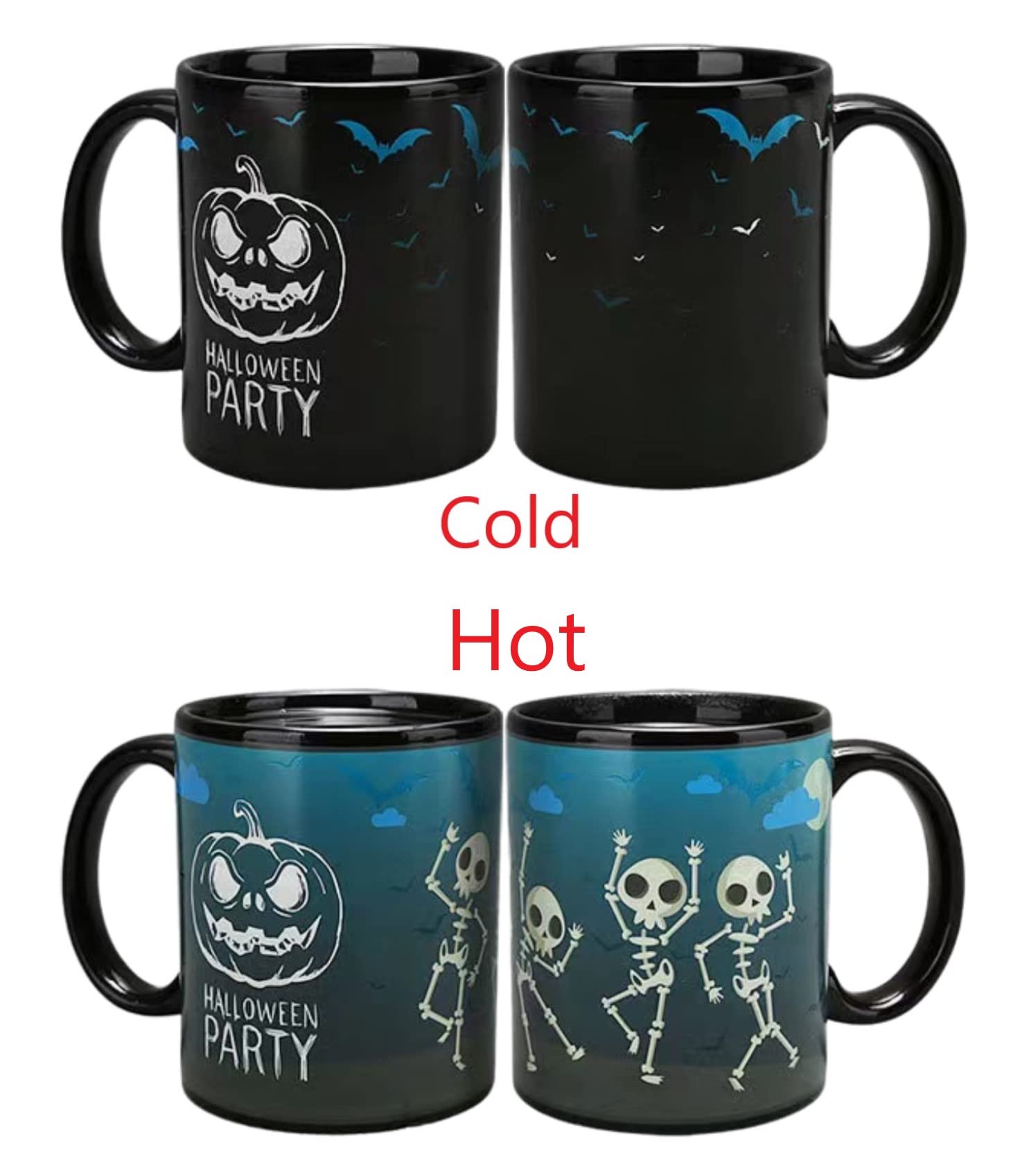 Heat Sensitive Color Changing Coffee Mug - 12oz Magic Ceramic Cup with Pumpkin Ghost Design - Perfect for Halloween Gifts, Office Use & Fun Hot Drinks