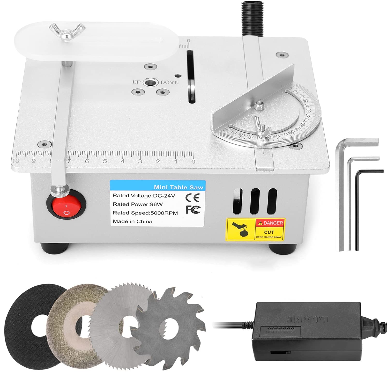 Mini Table Saw for Woodworking - Adjustable Speed & Angle Precision Desktop Circular Saw for Cutting Wood, Metal, Plastic | DIY Craft & Hobby Projects