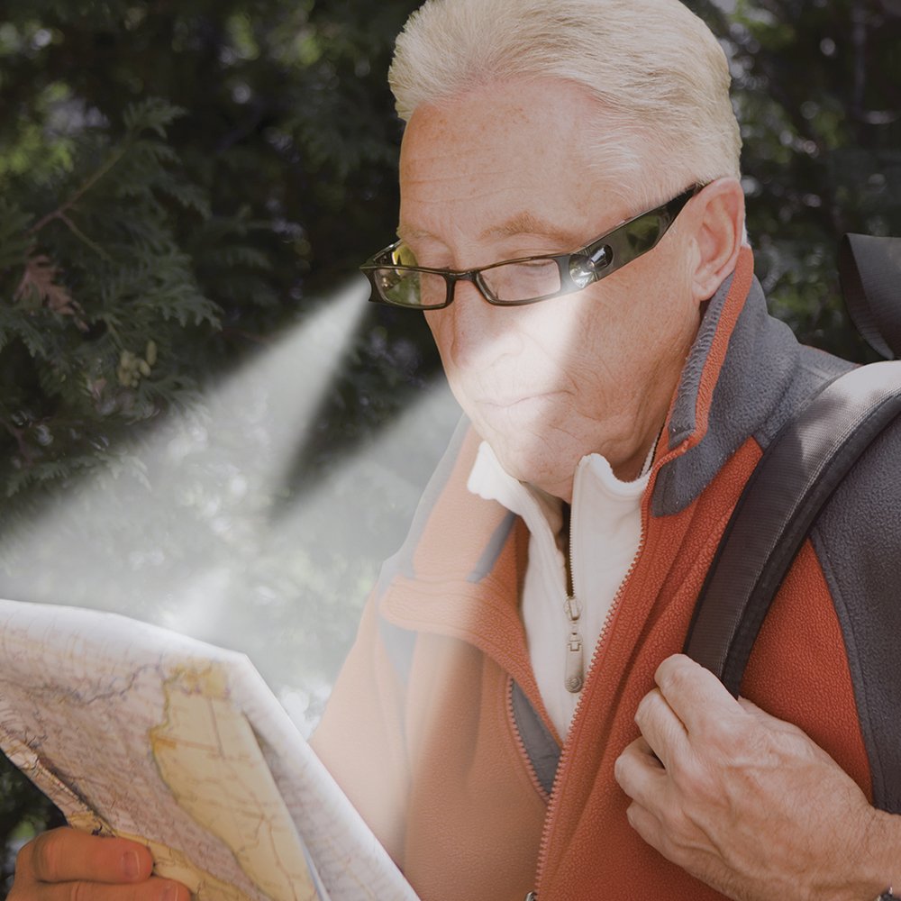Ultra Bright LED Reading Glasses - Lightweight Rectangular Frame for Night Reading, Crafting & Low Light Activities | Perfect for Book Lovers & Hobbyists