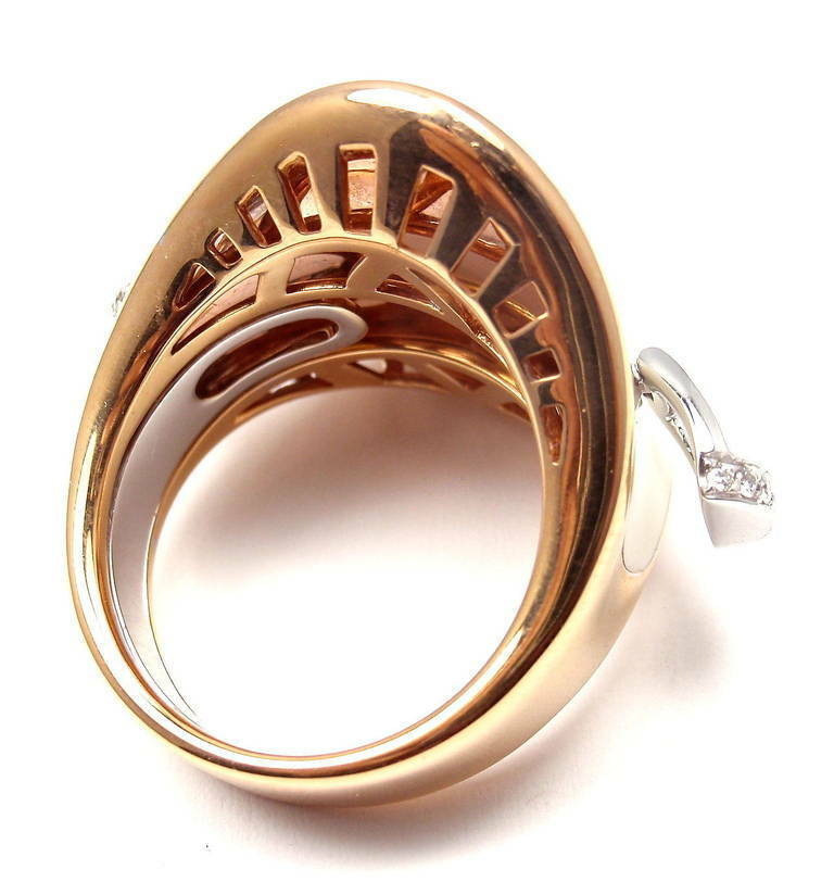 Authentic Roberto Coin 18k Rose Gold Saddle Stirrup Diamond Enamel Ring for Women - Elegant Jewelry Gift for Wedding, Anniversary & Special Occasions